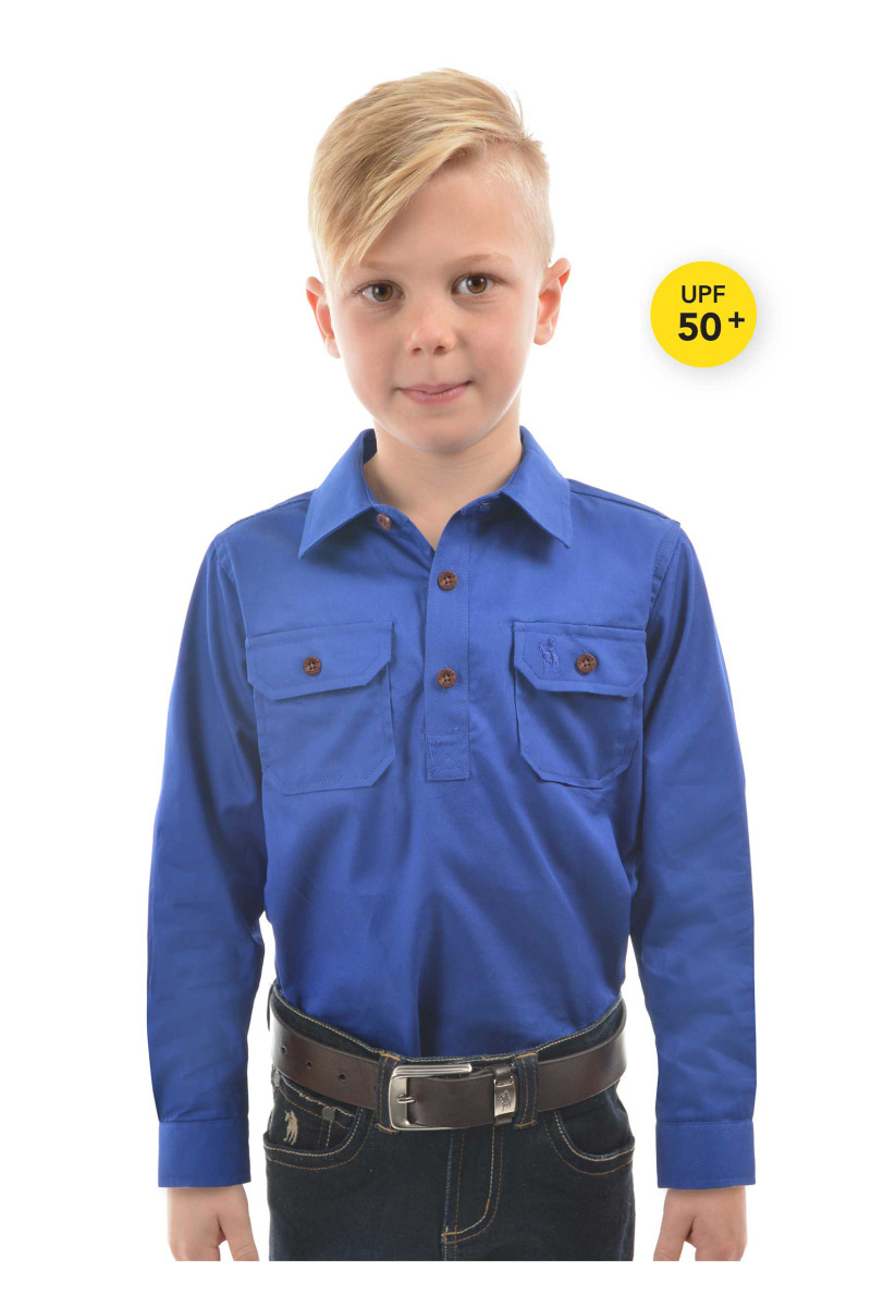 Kid's Heavy Drill Shirt Half Placket