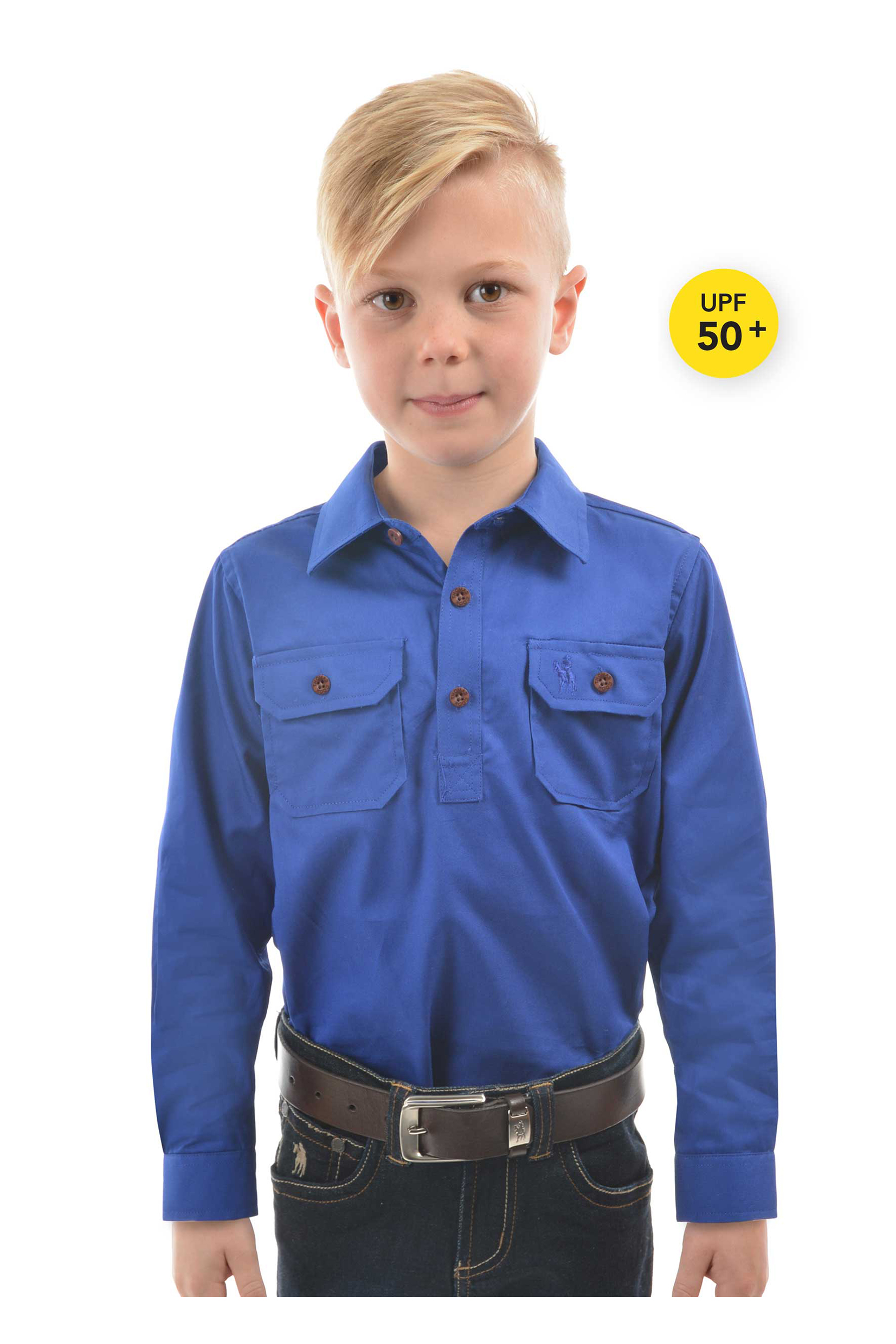 Kid's Heavy Drill Shirt Half Placket