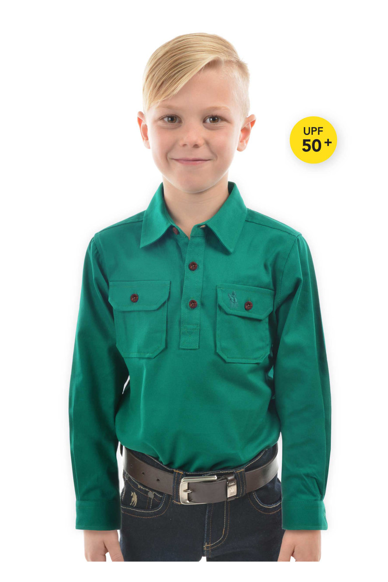 Kid's Heavy Drill Shirt Half Placket