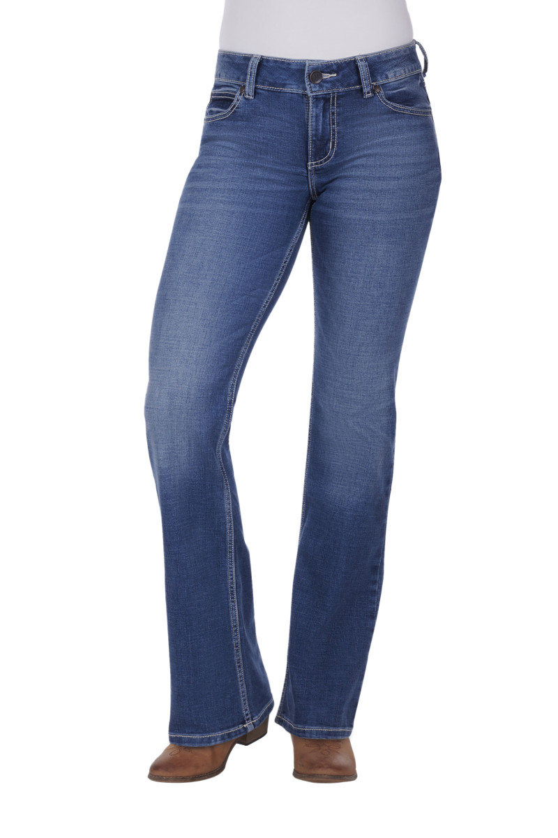 Retro Mid Rise Boot Cut Jean Mae Indigo 64% Cotton