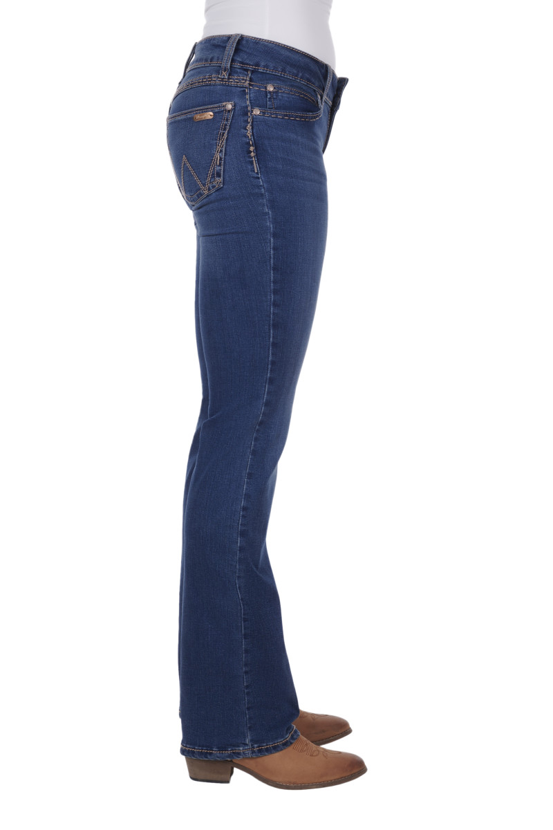 Retro Mid Rise Boot Cut Jean Mae Dark Blue