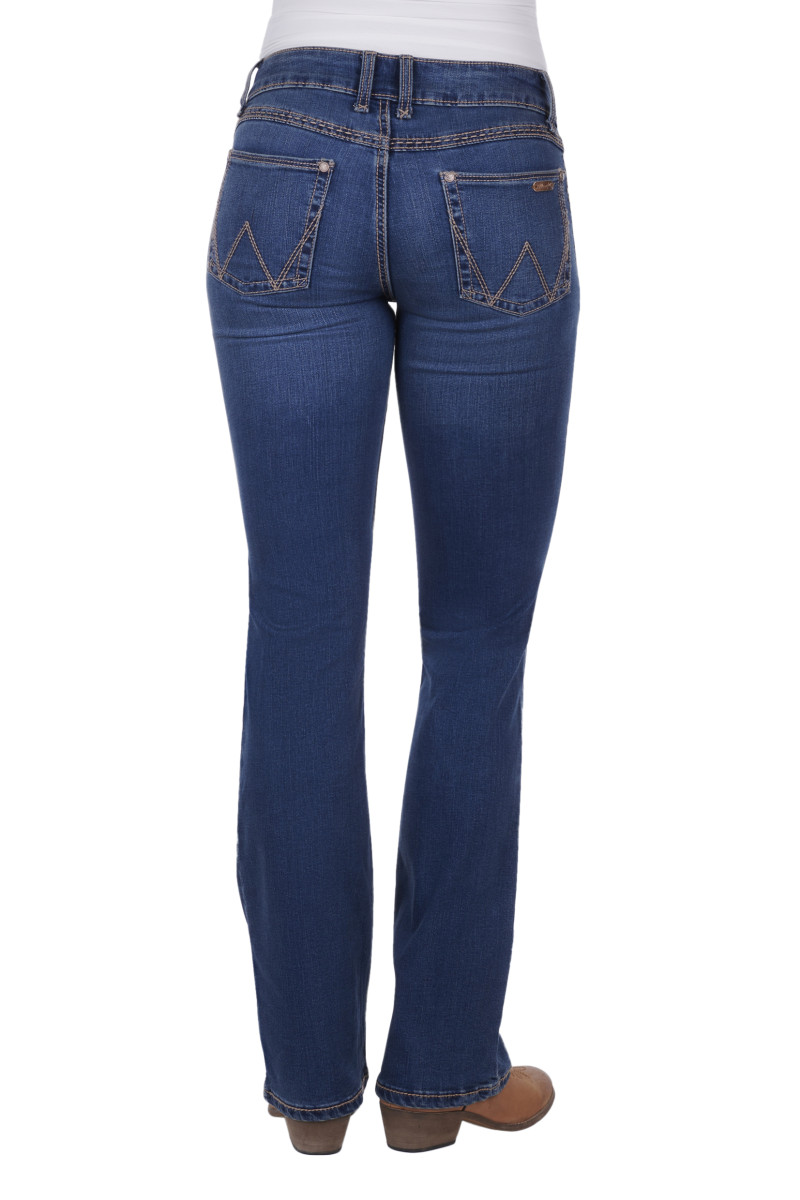 Retro Mid Rise Boot Cut Jean Mae Dark Blue