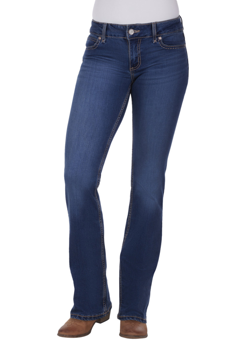 Retro Mid Rise Boot Cut Jean Mae Dark Blue