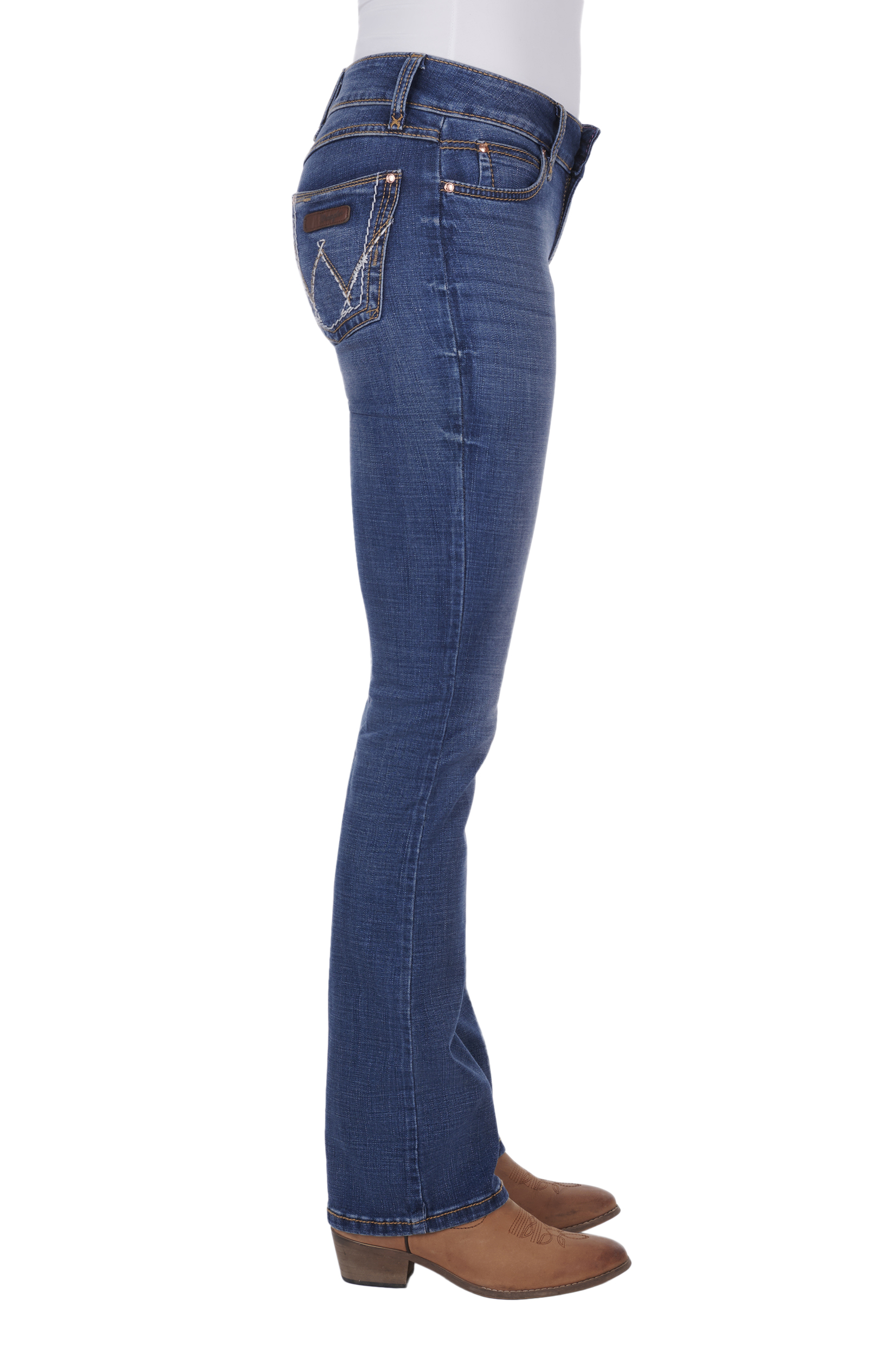 Retro Mid Rise Boot Cut Jean Mae Indigo 76% Cotton