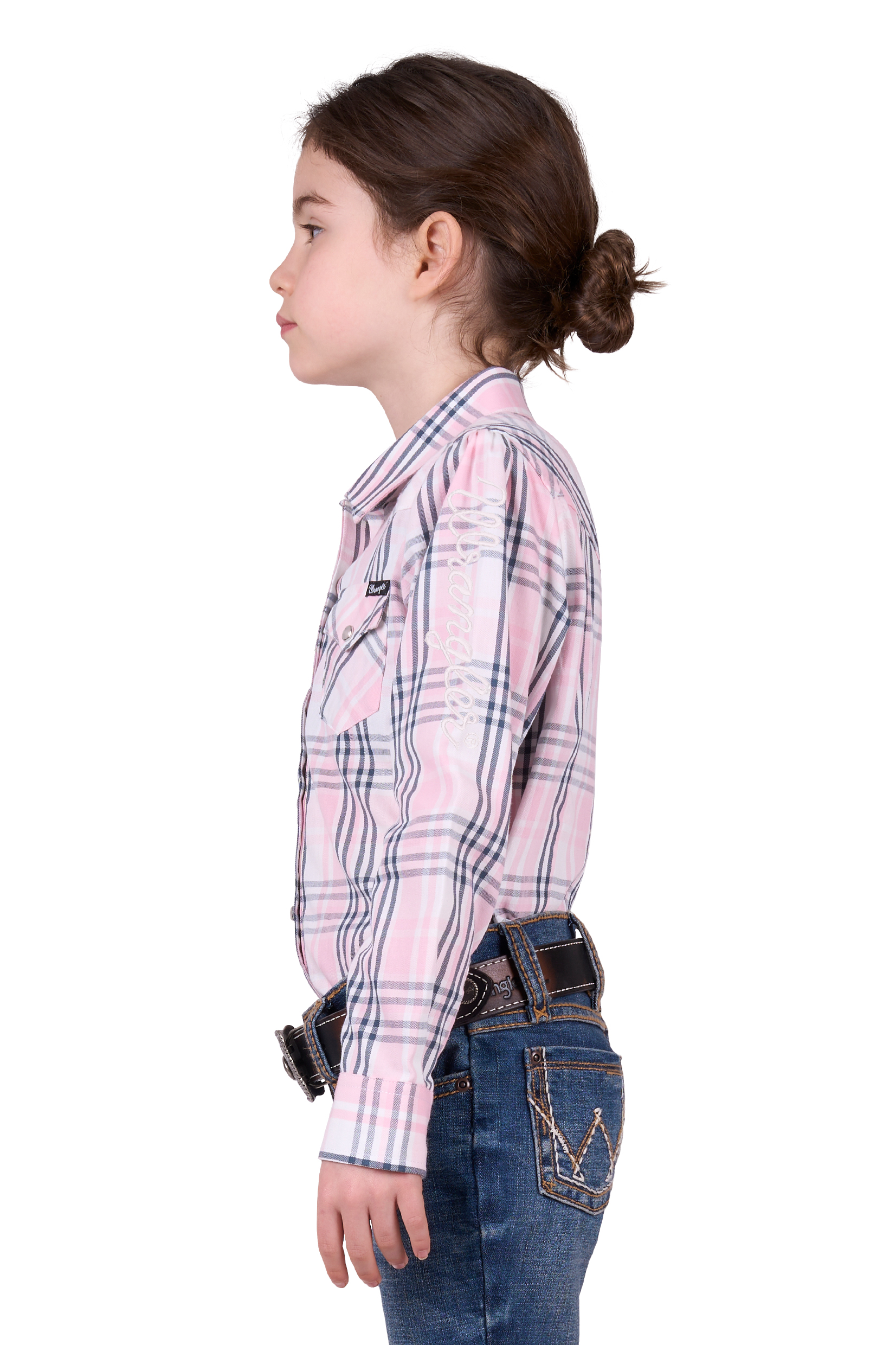 Girl's Phoebe Check Logo Western Long Sleeve Shirt