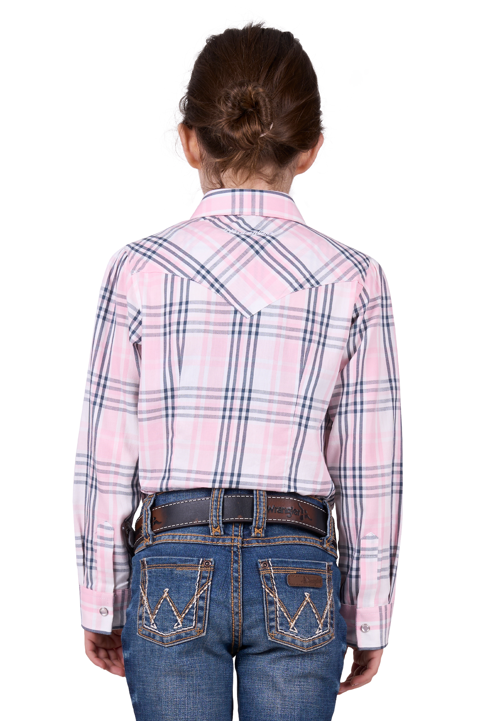 Girl's Phoebe Check Logo Western Long Sleeve Shirt