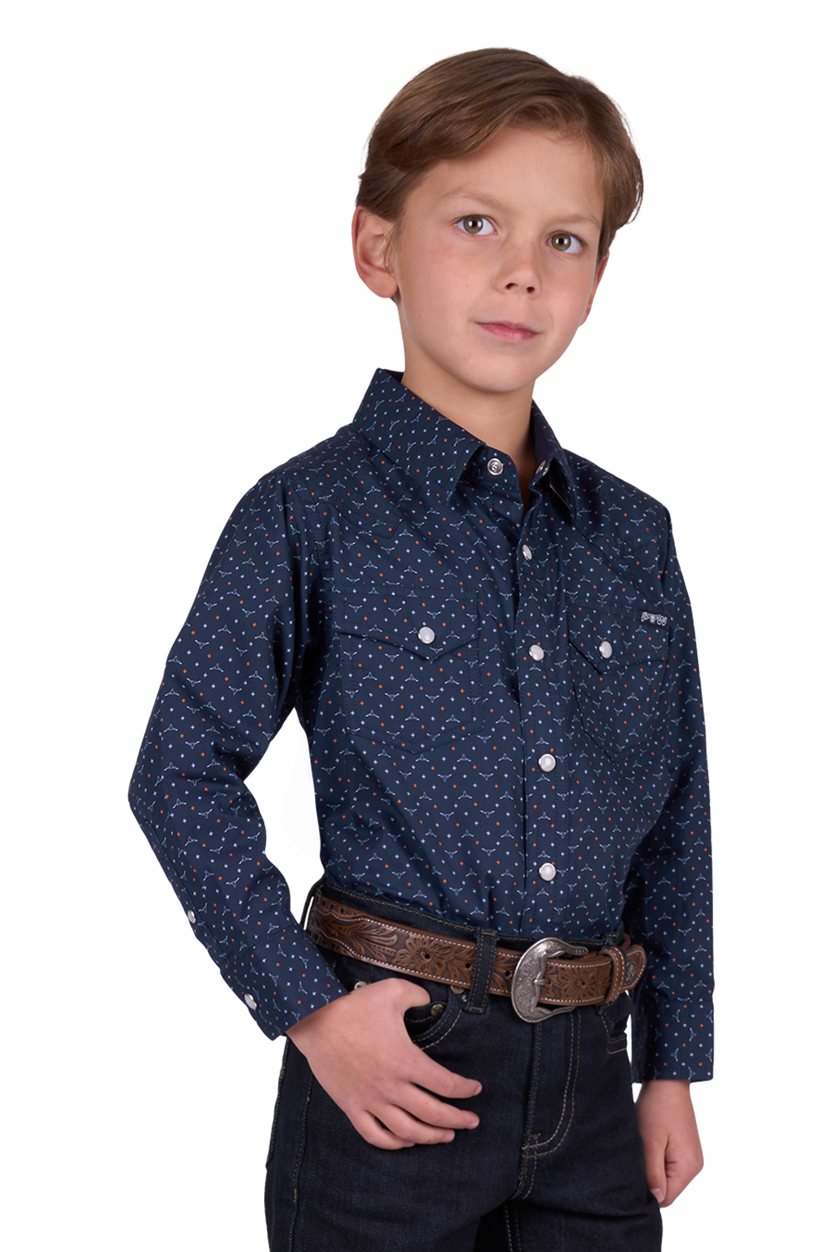 Boy's Ross Print Western Long Sleeve Shirt