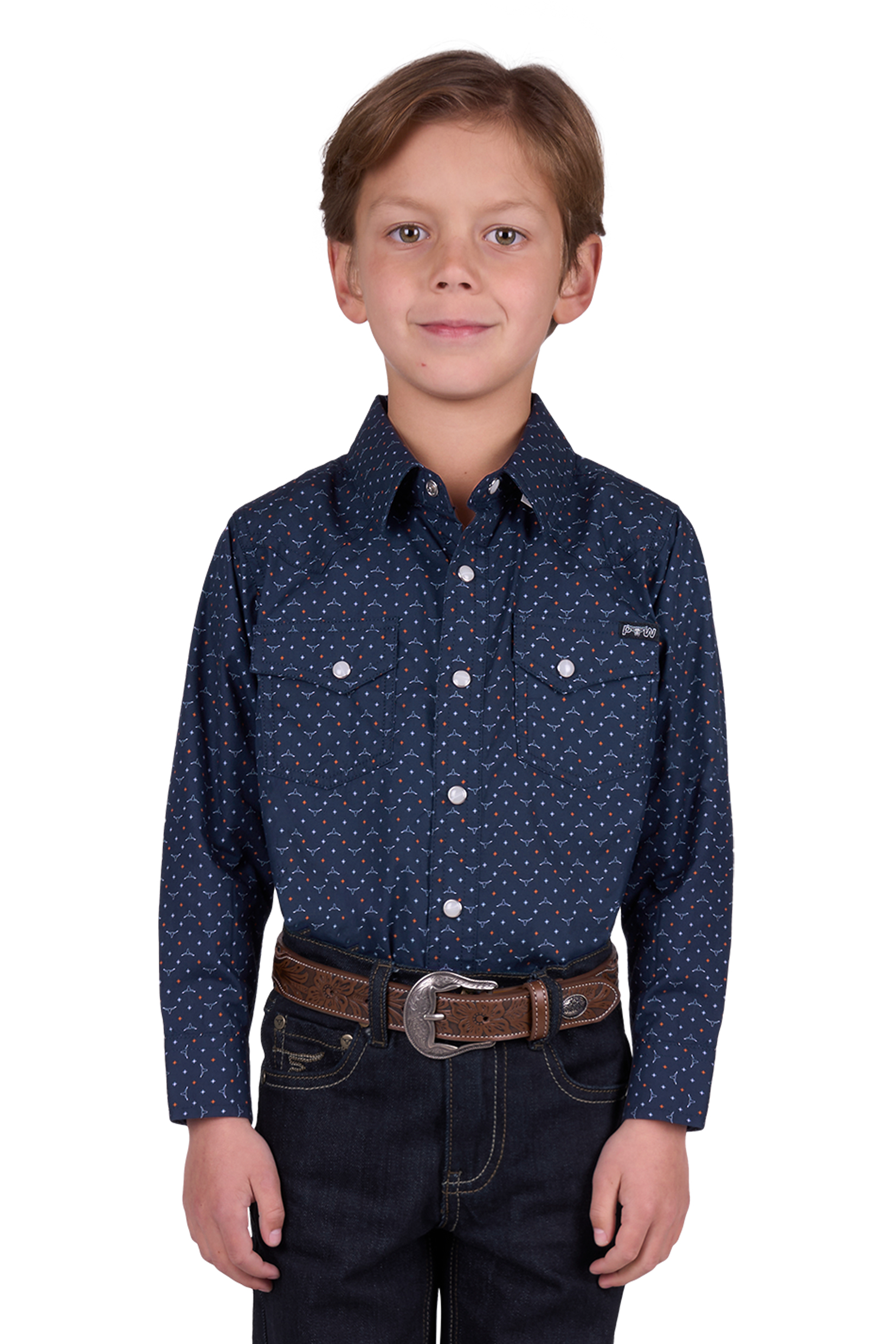 Boy's Ross Print Western Long Sleeve Shirt