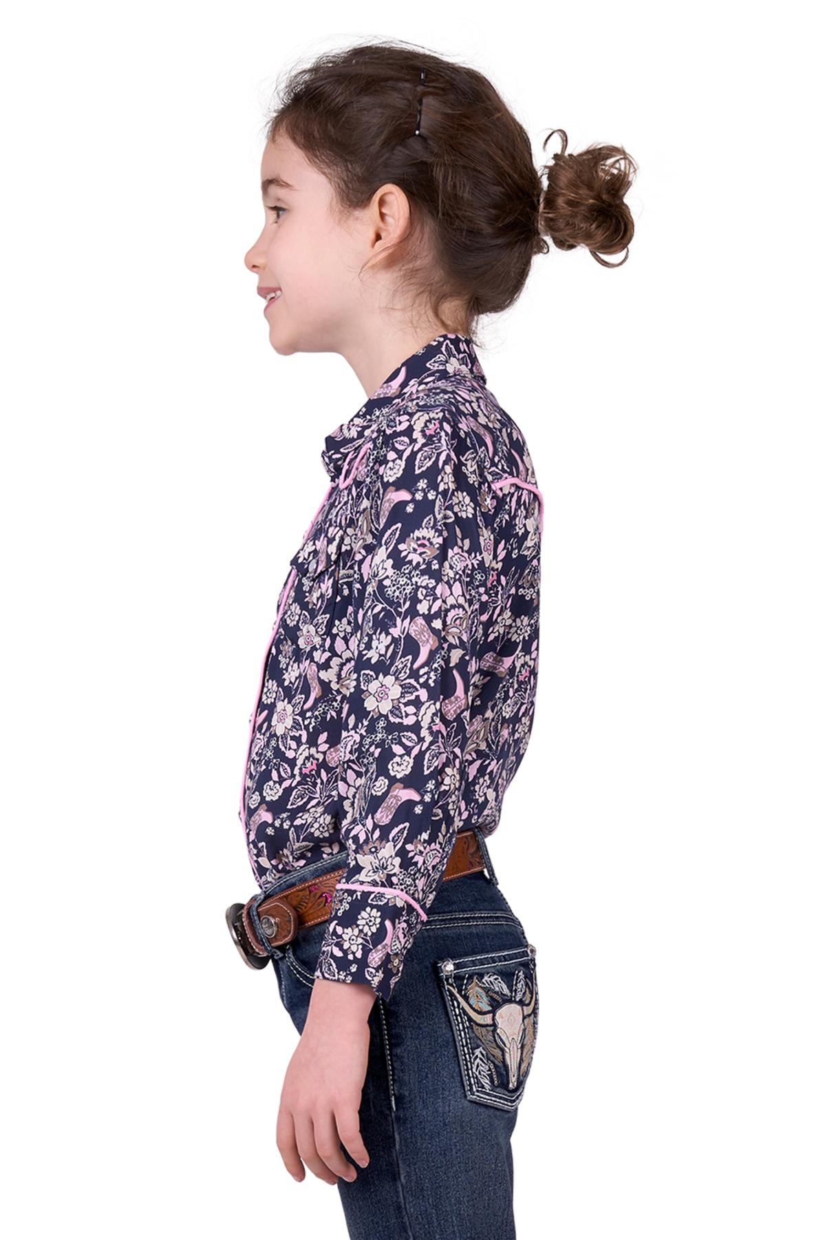 Girl's Hannah Print Western Long Sleeve Shirt