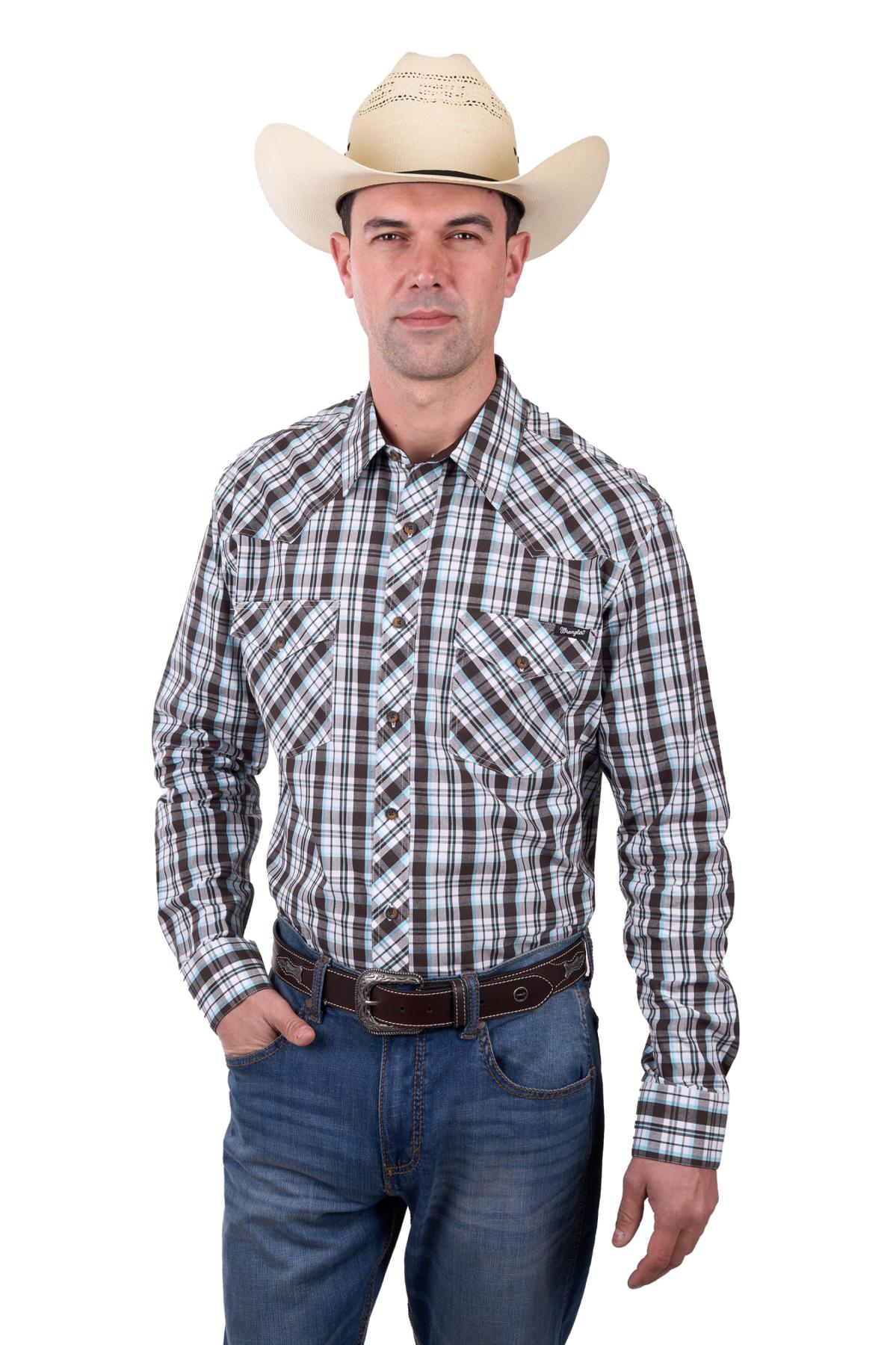 Men's Beau Check Western Button Down Long Sleeve Shirt