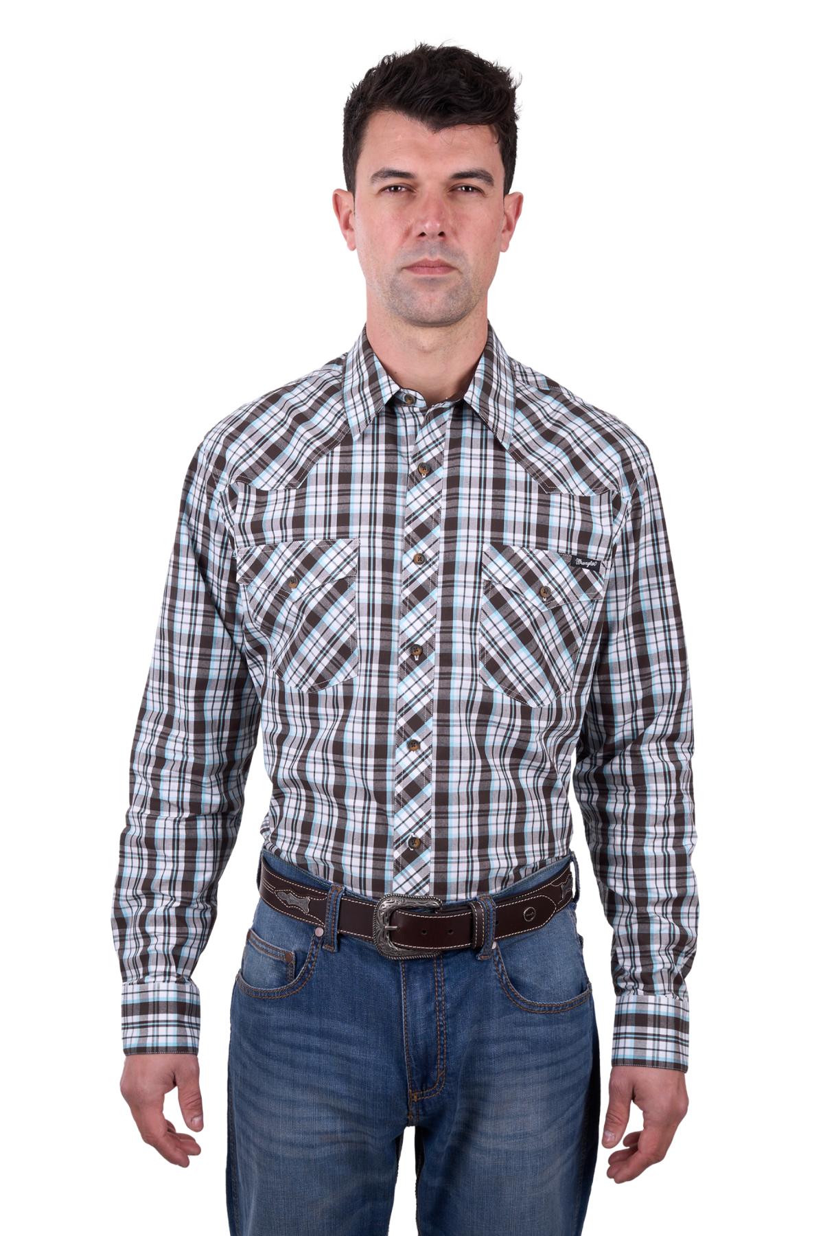 Men's Beau Check Western Button Down Long Sleeve Shirt