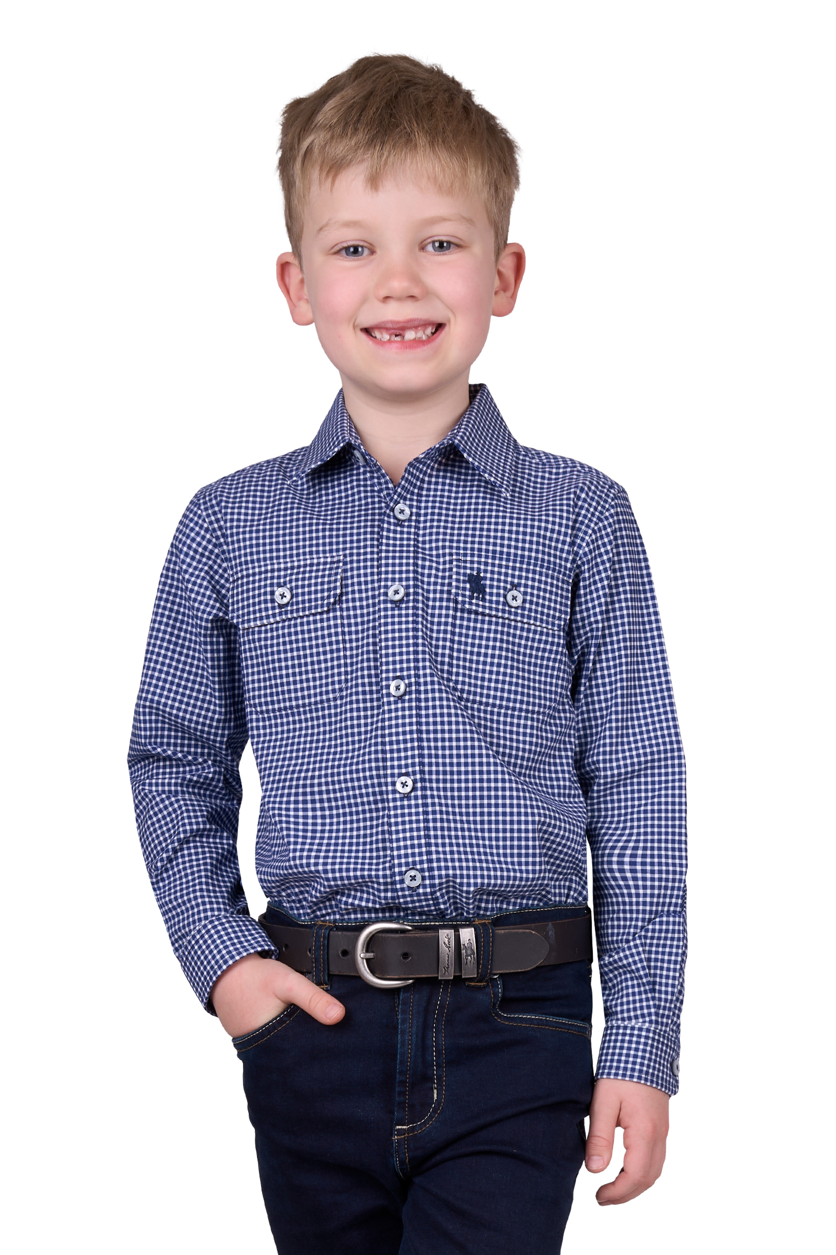 Boy's Brock Check 2 Pocket Long Sleeve Shirt