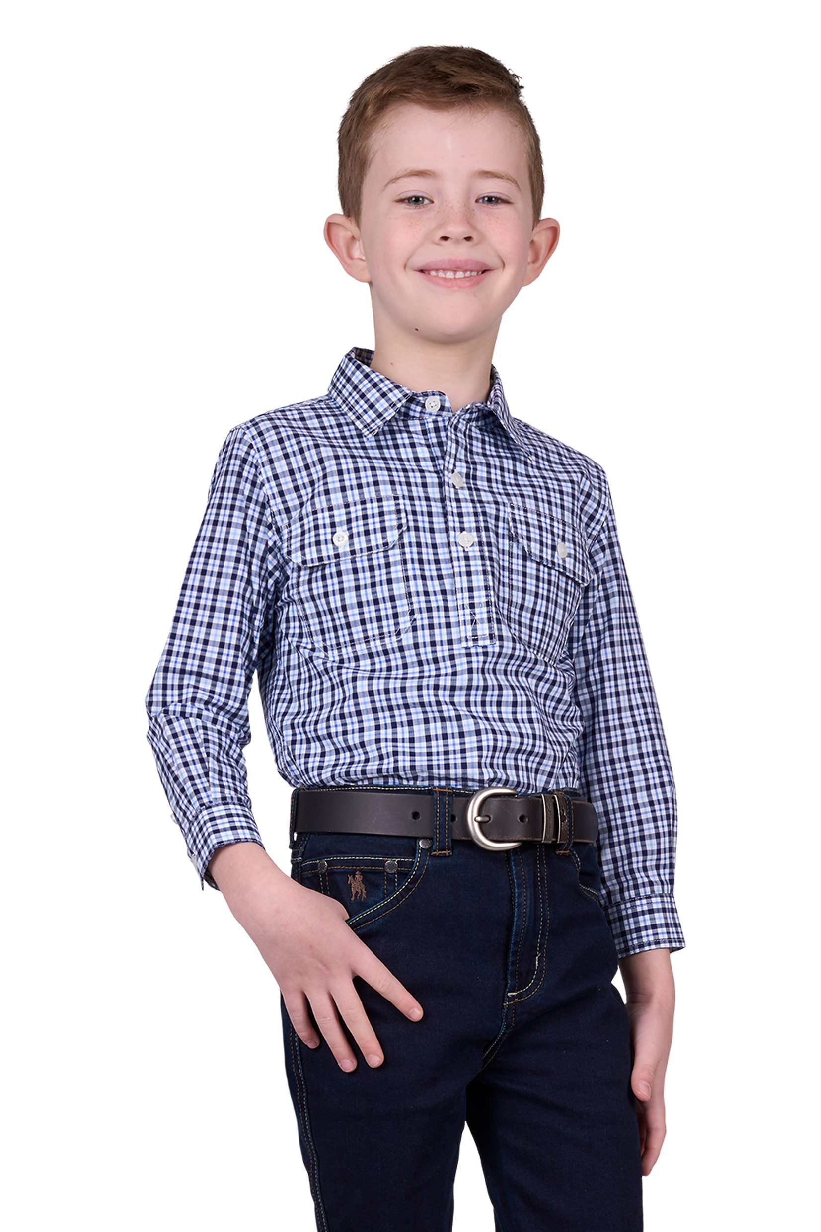 Kid's Coney Half Placket Long Sleeve Shirt