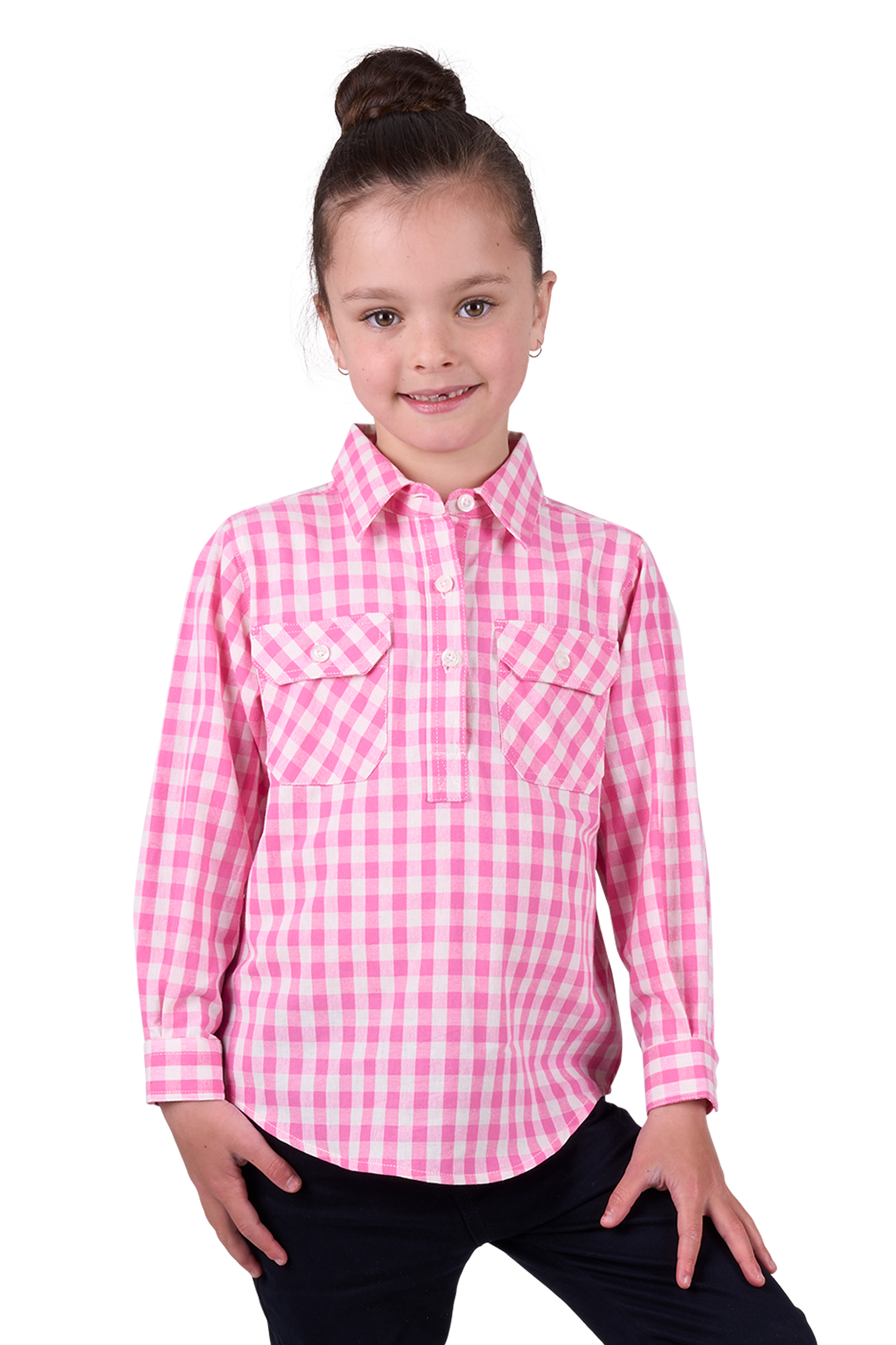 Kid's Melly Half Placket Long Sleeve Shirt