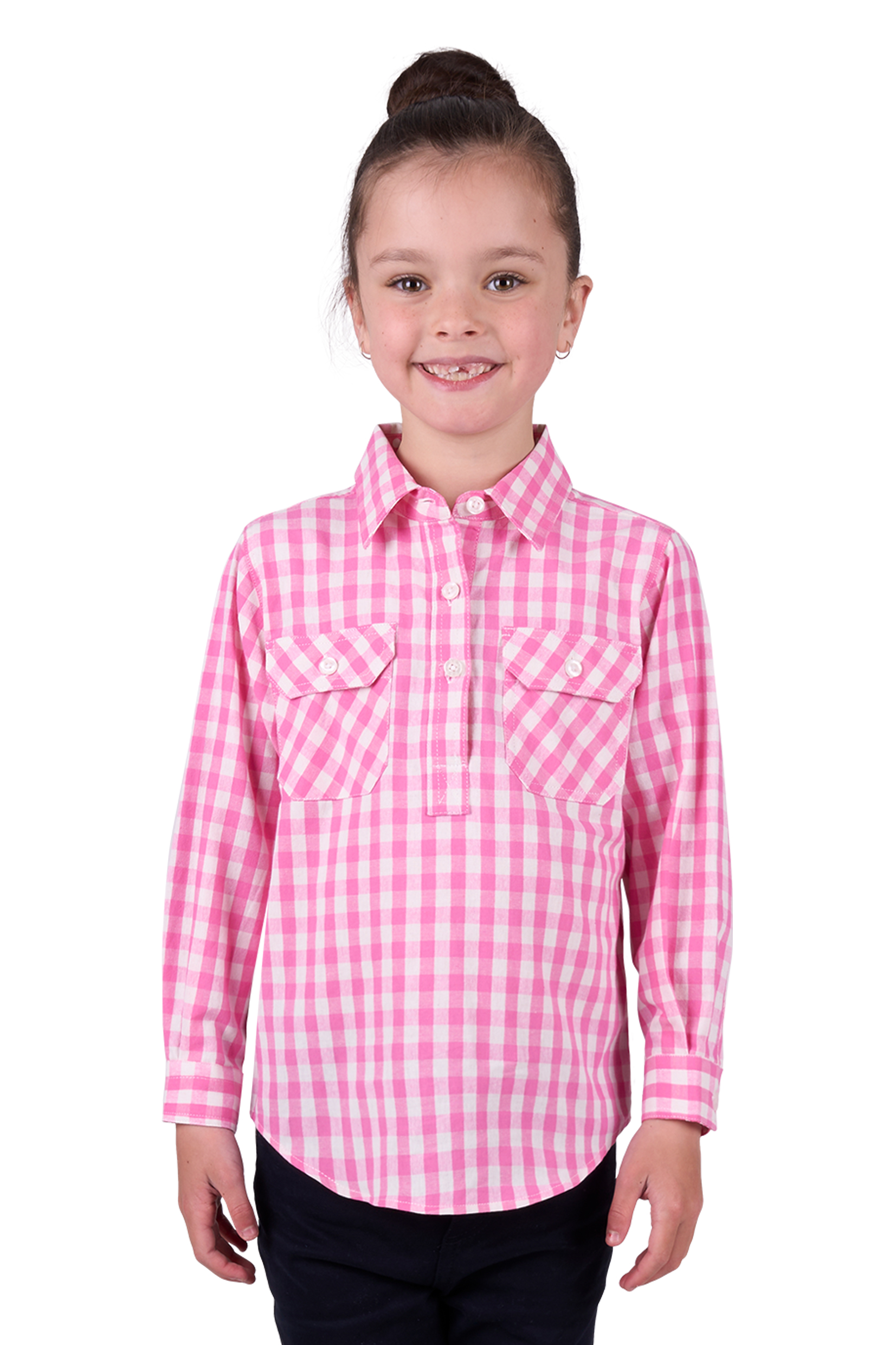 Kid's Melly Half Placket Long Sleeve Shirt