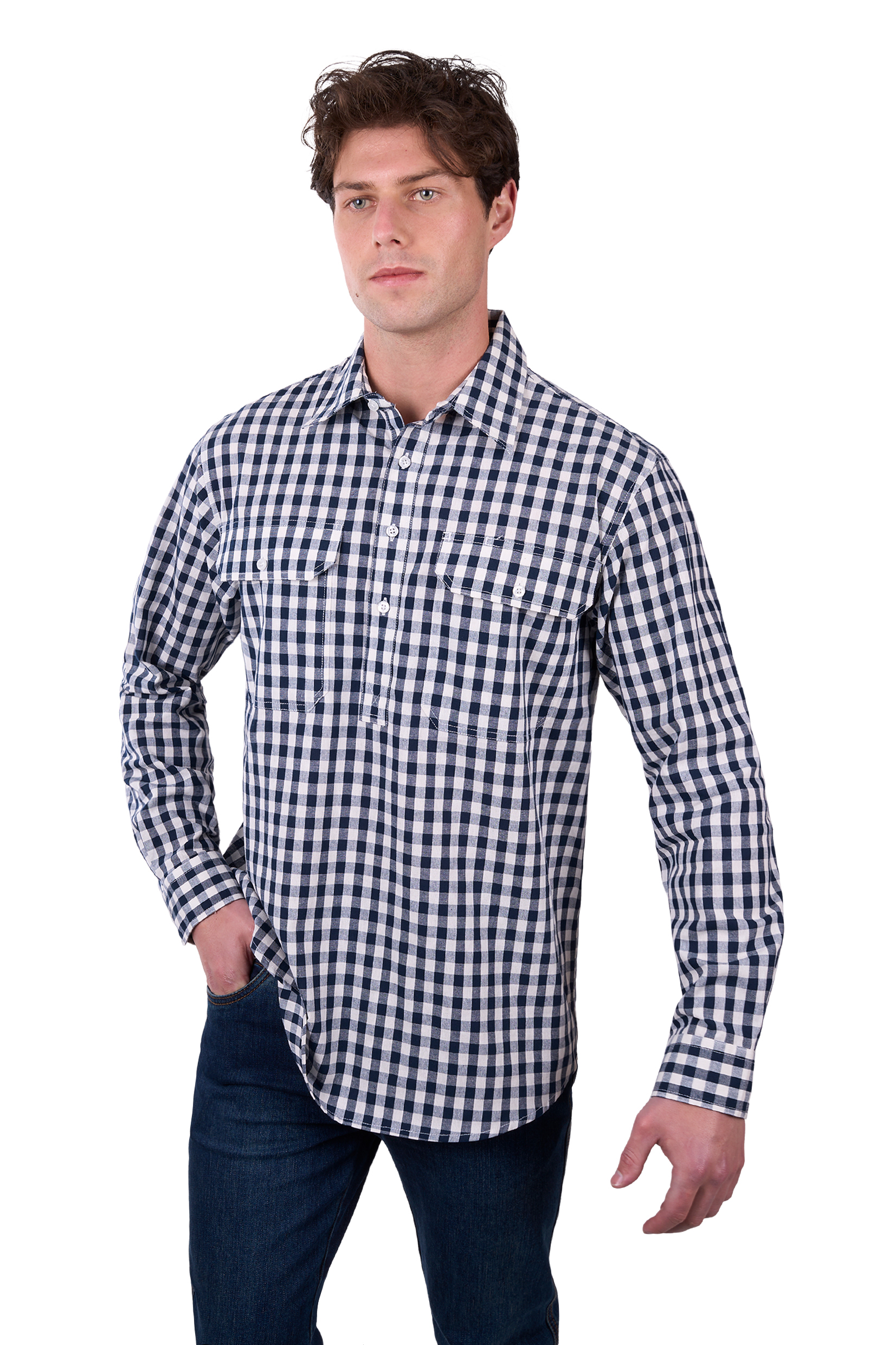 Men's Dell Half Placket Long Sleeve Shirt