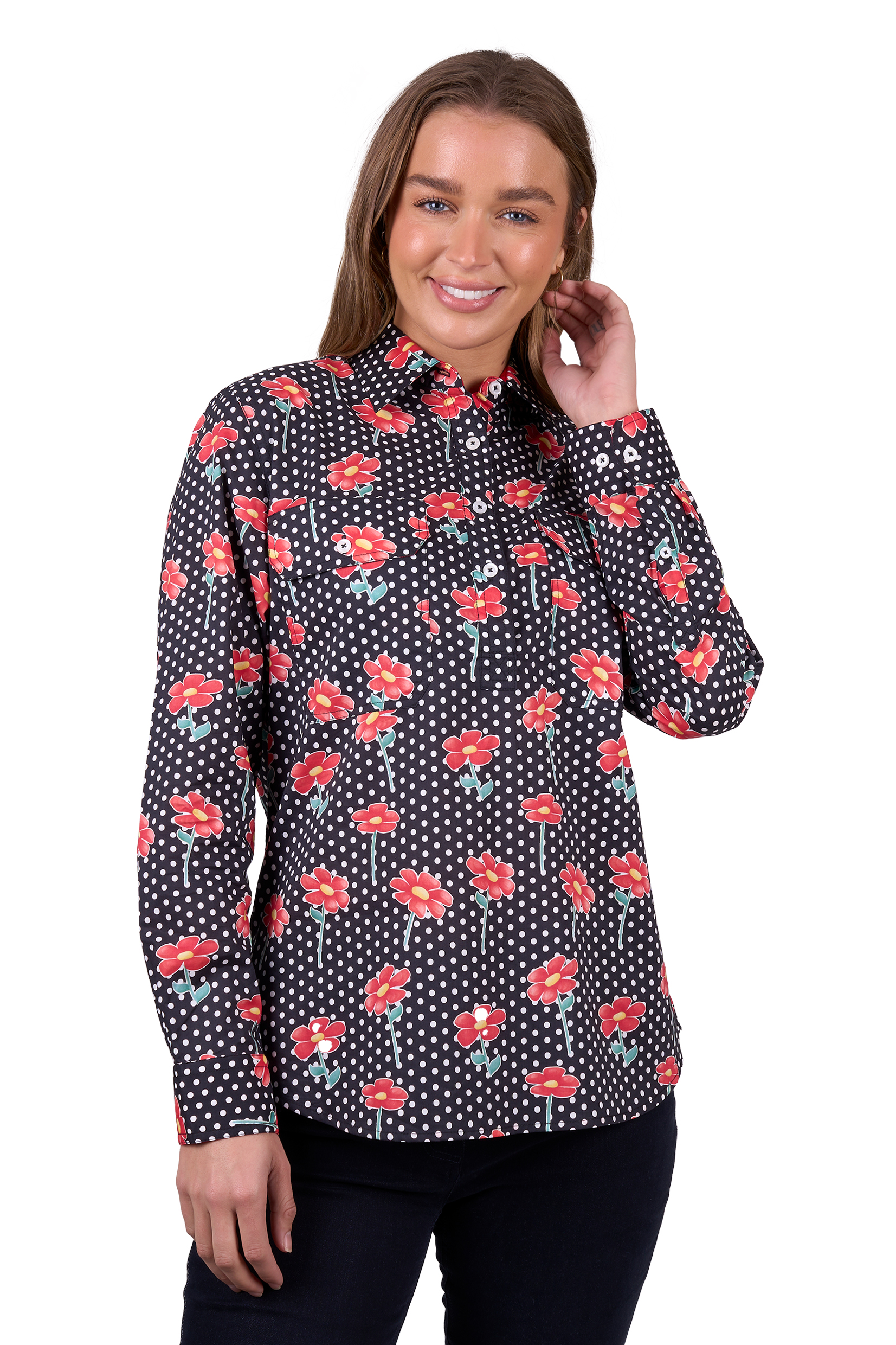 Women's Inez Half Placket Long Sleeve Shirt