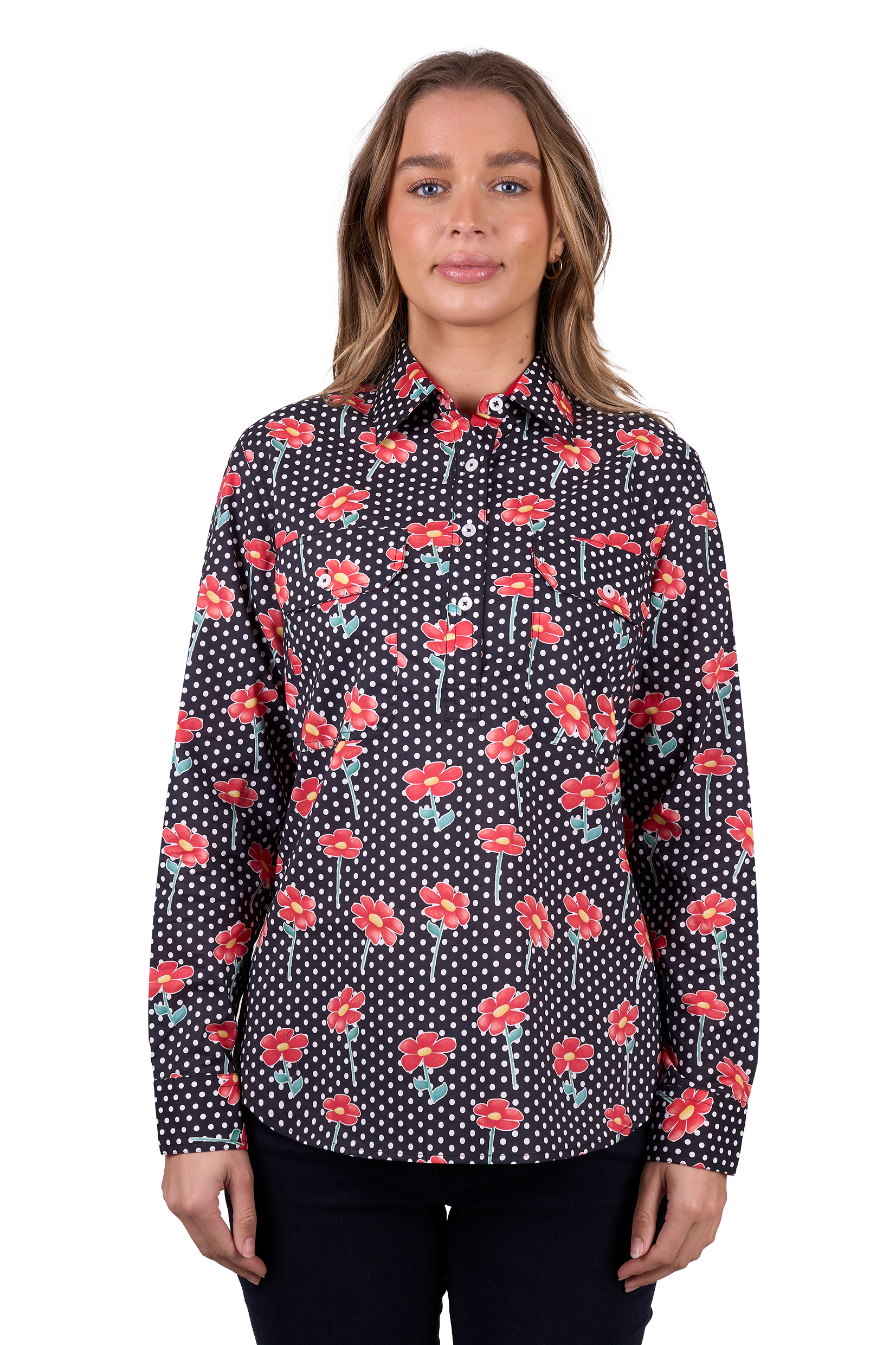 Women's Inez Half Placket Long Sleeve Shirt