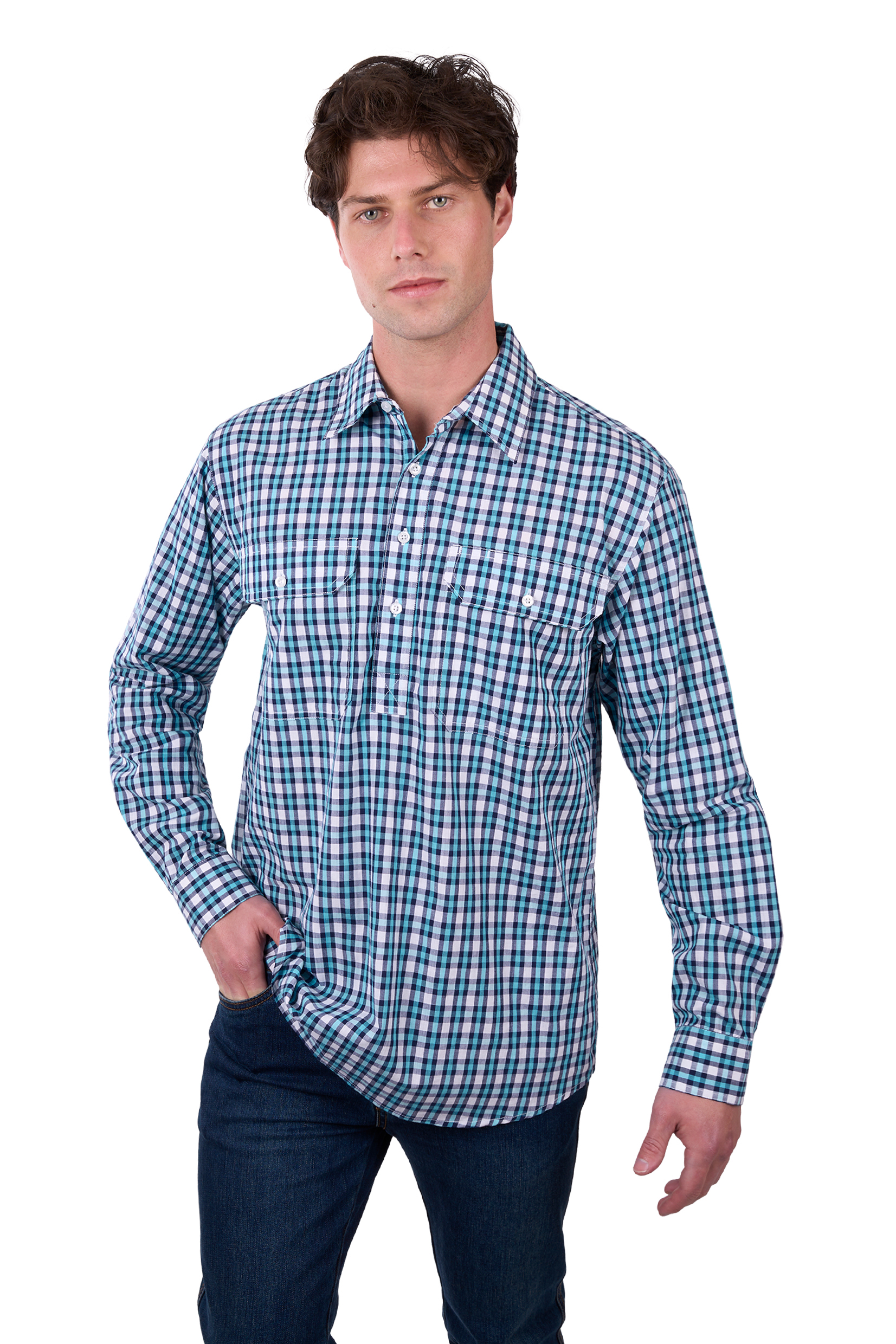 Men's Rui Half Placket Long Sleeve Shirt