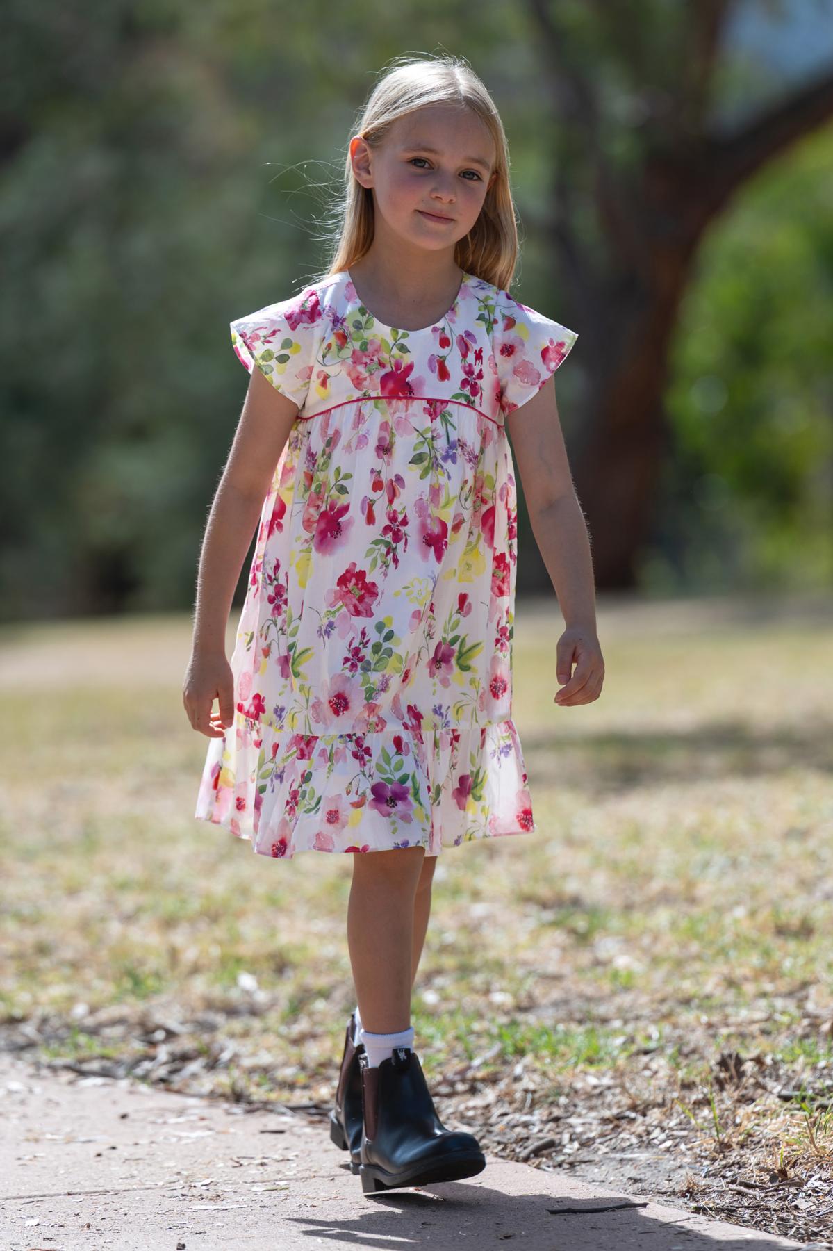 Girl’s Flora Flutter Sleeve Dress