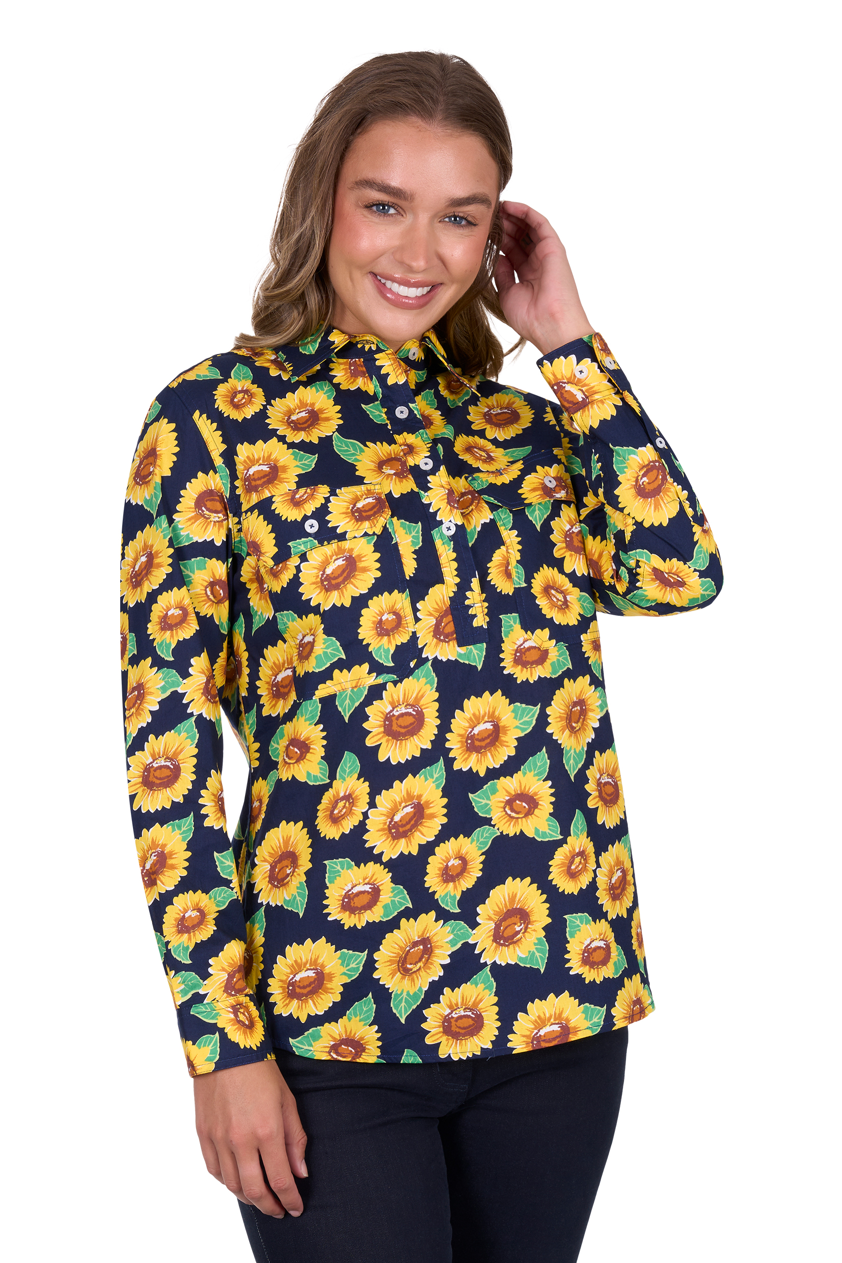 Women's Ally Half Placket Long Sleeve Shirt