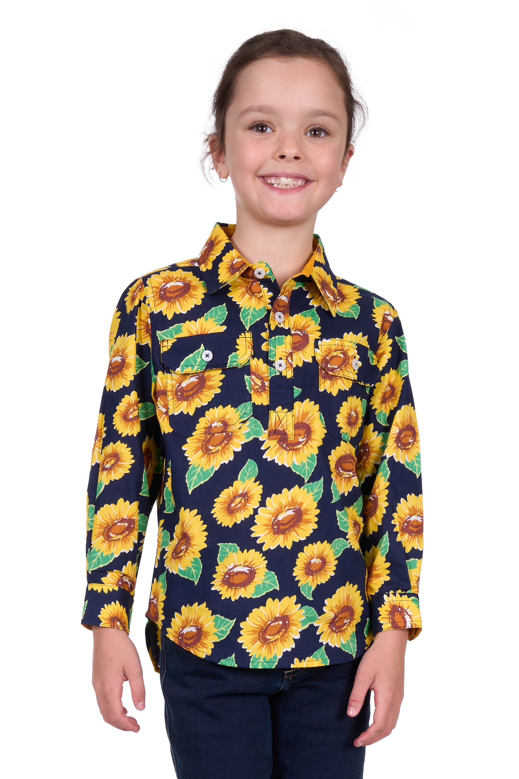 Kid’s Ally Half Placket Long Sleeve Shirt