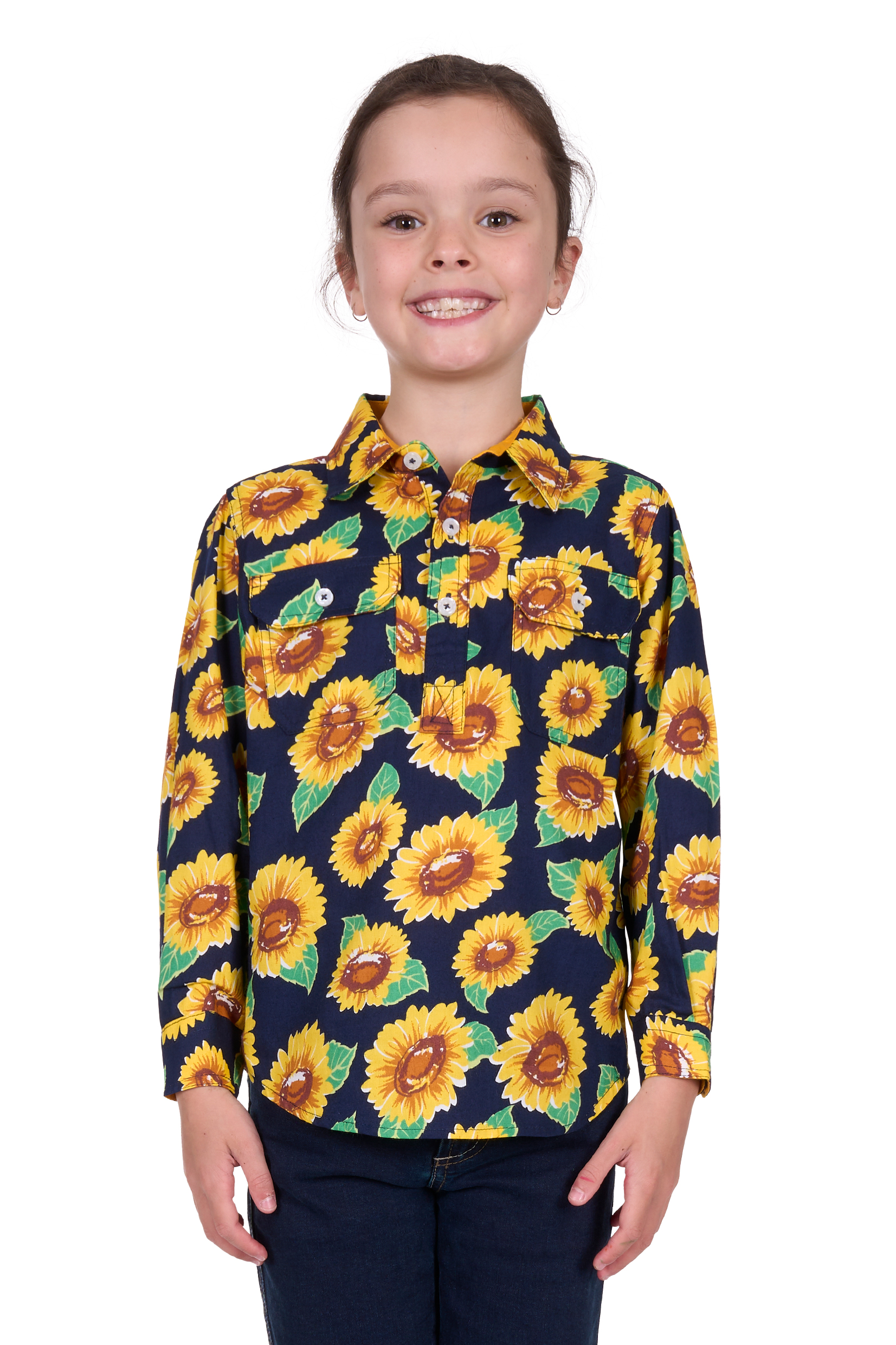 Kid’s Ally Half Placket Long Sleeve Shirt