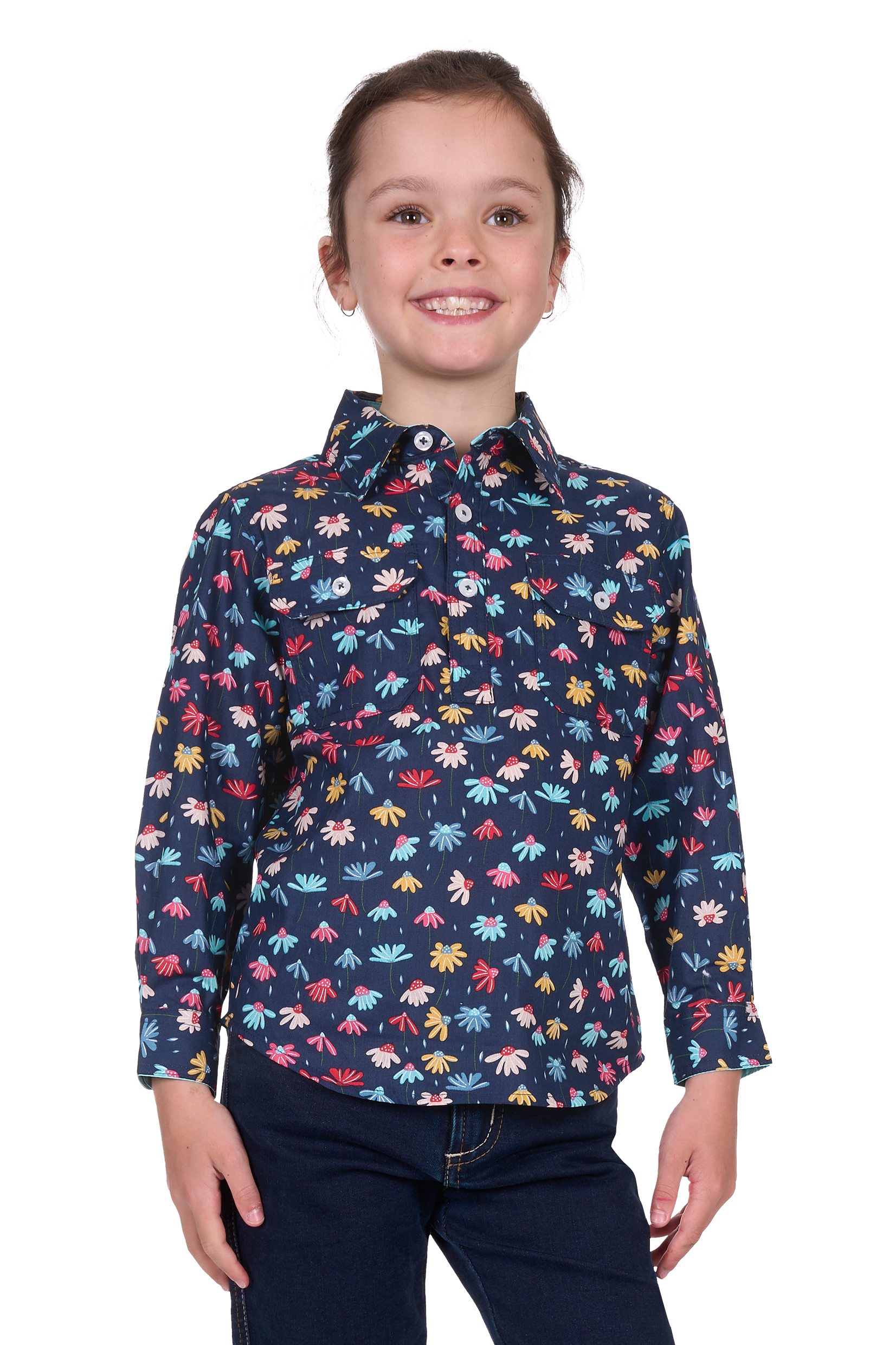 Kid’s Tori Half Placket Long Sleeve Shirt