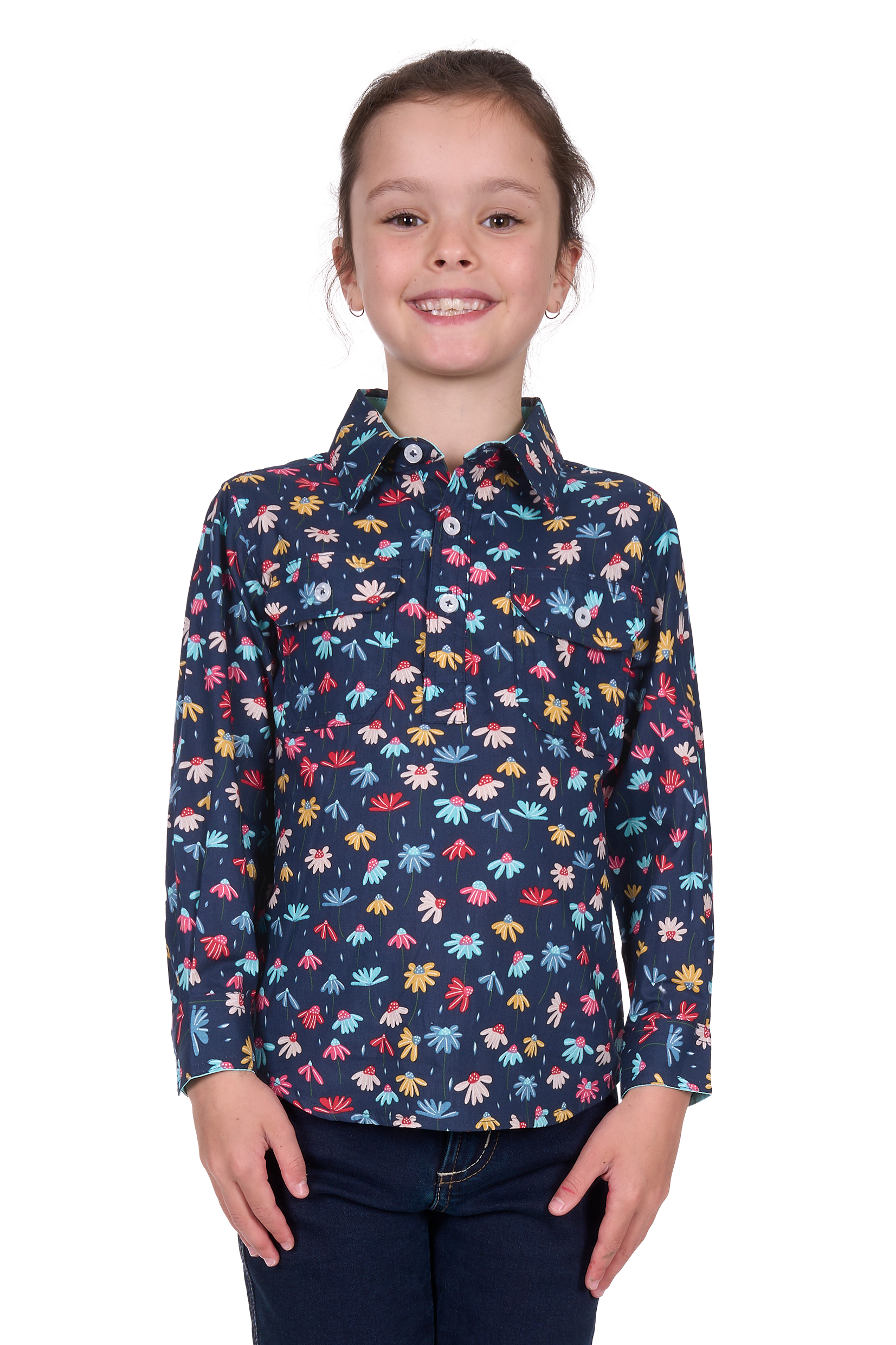 Kid’s Tori Half Placket Long Sleeve Shirt