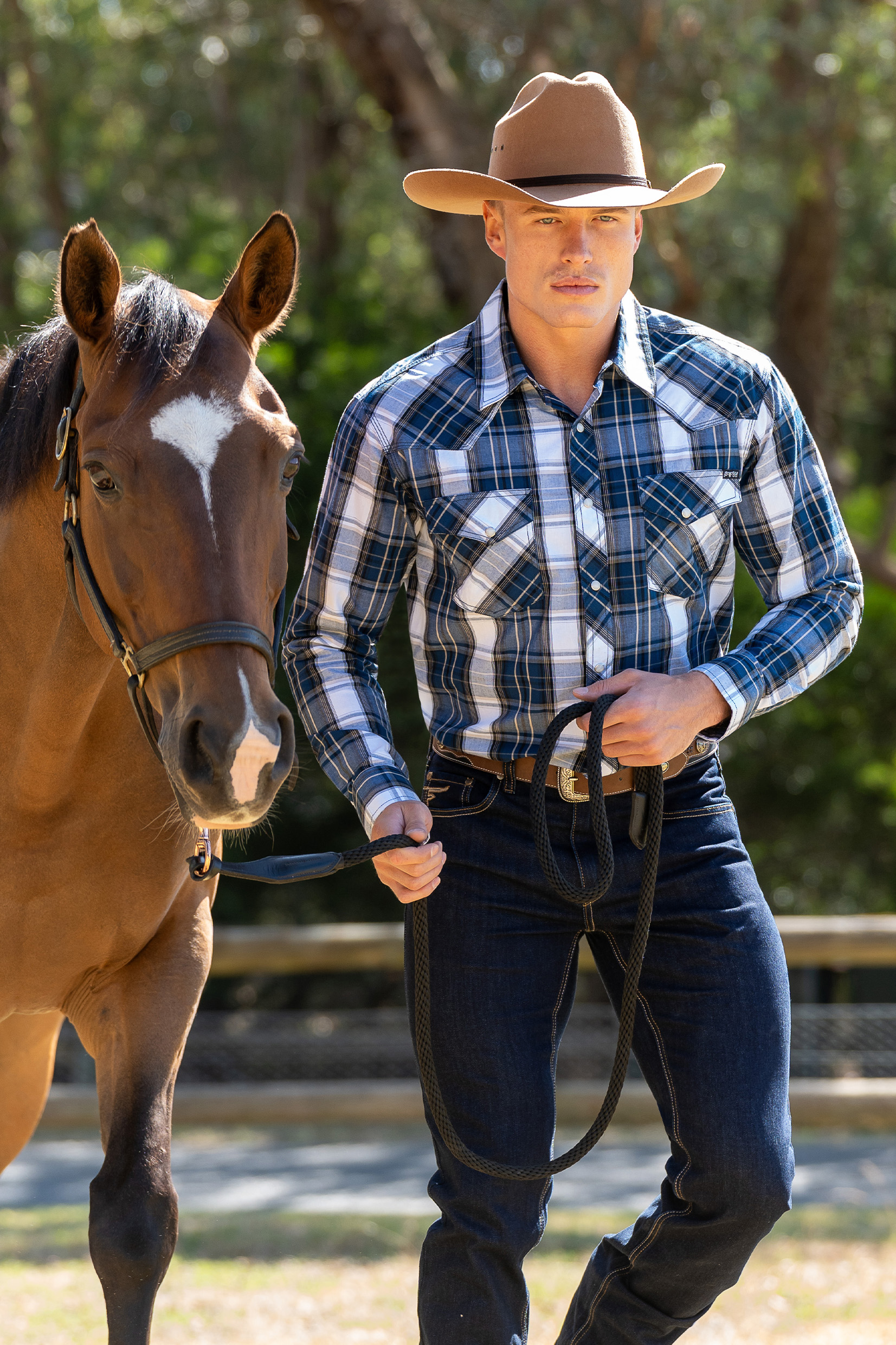 Men’s Nicholas Check Western Long Sleeve Shirt