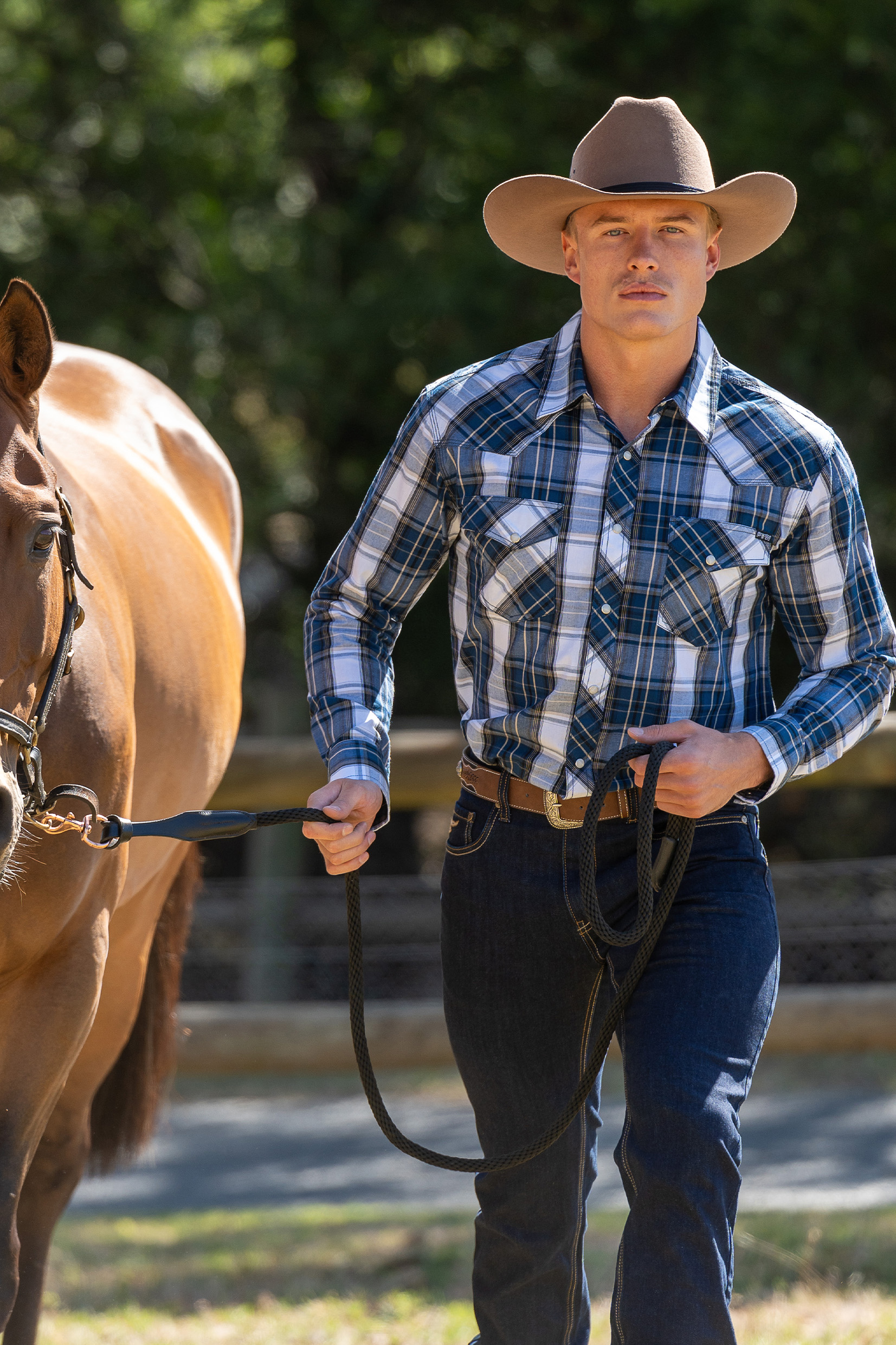 Men’s Nicholas Check Western Long Sleeve Shirt