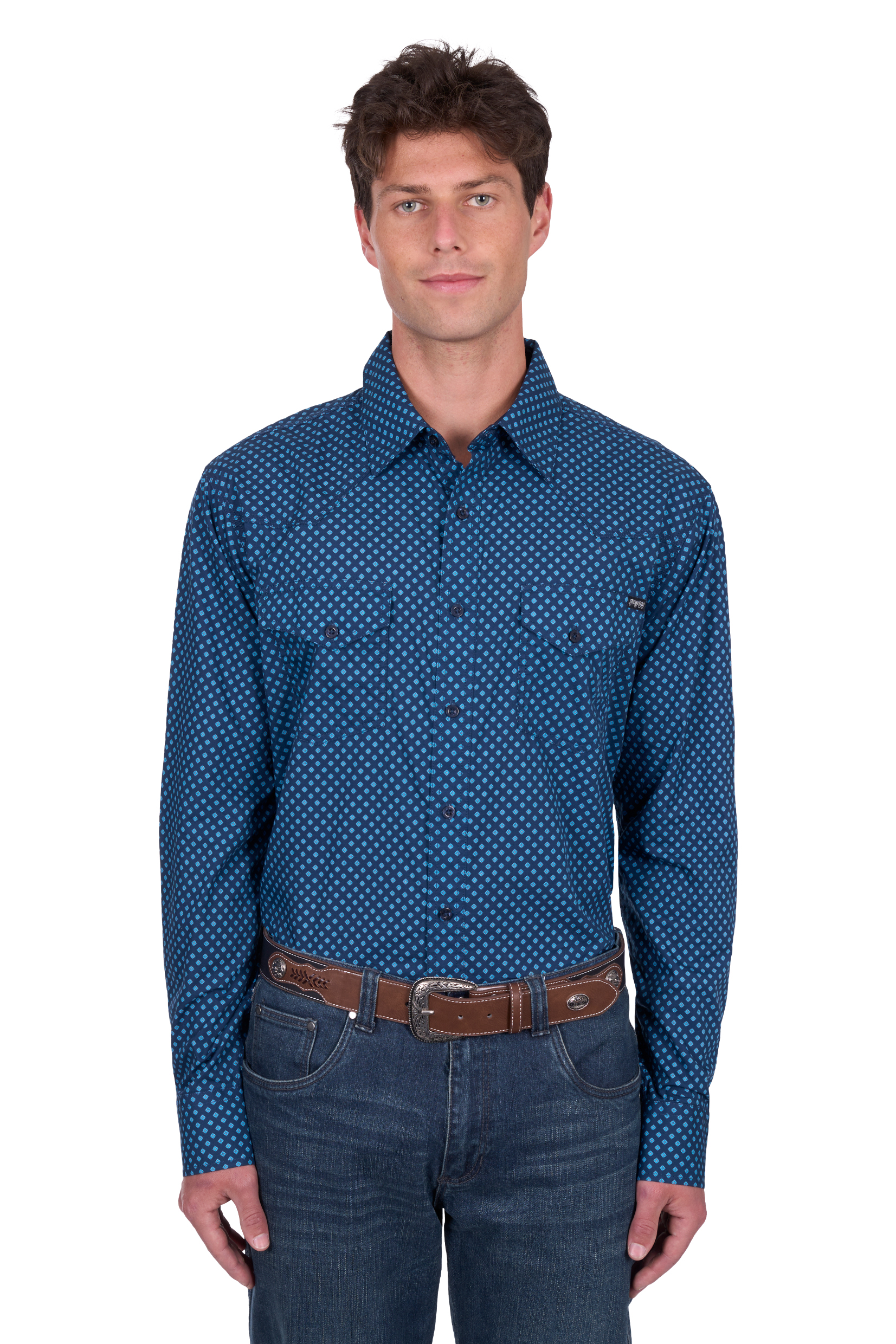 Men’s Brandon Print Western Button Down Long Sleeve Shirt