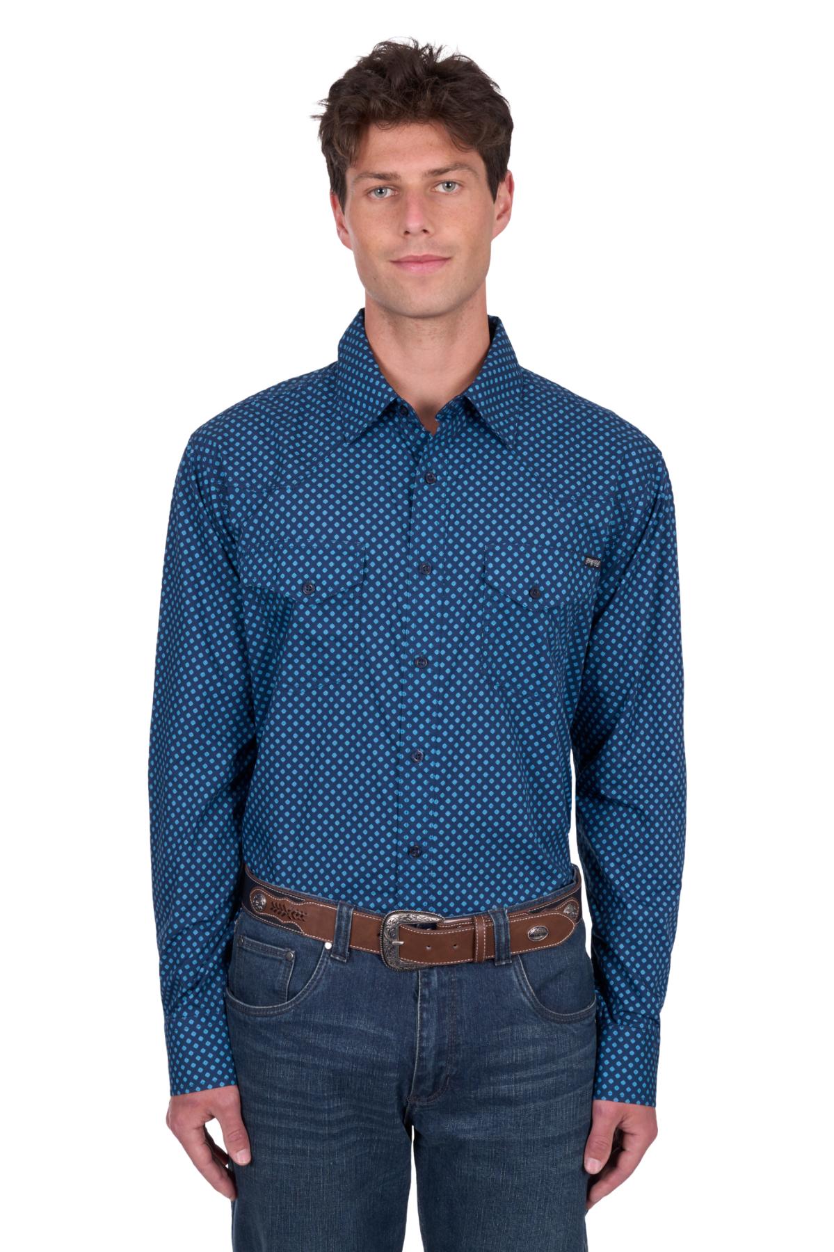 Men’s Brandon Print Western Button Down Long Sleeve Shirt