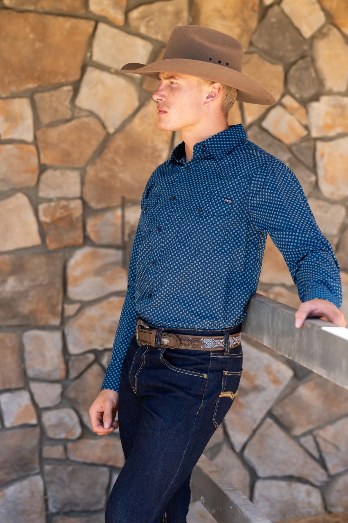 Men’s Brandon Print Western Button Down Long Sleeve Shirt