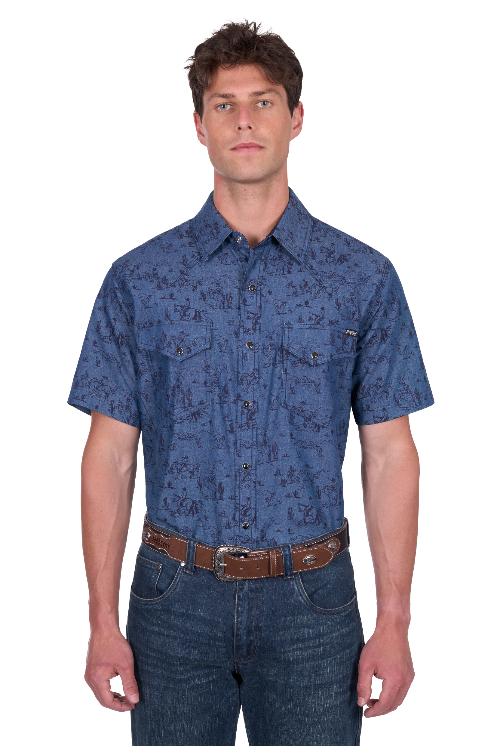 Men’s Travis Print Western Short Sleeve Shirt