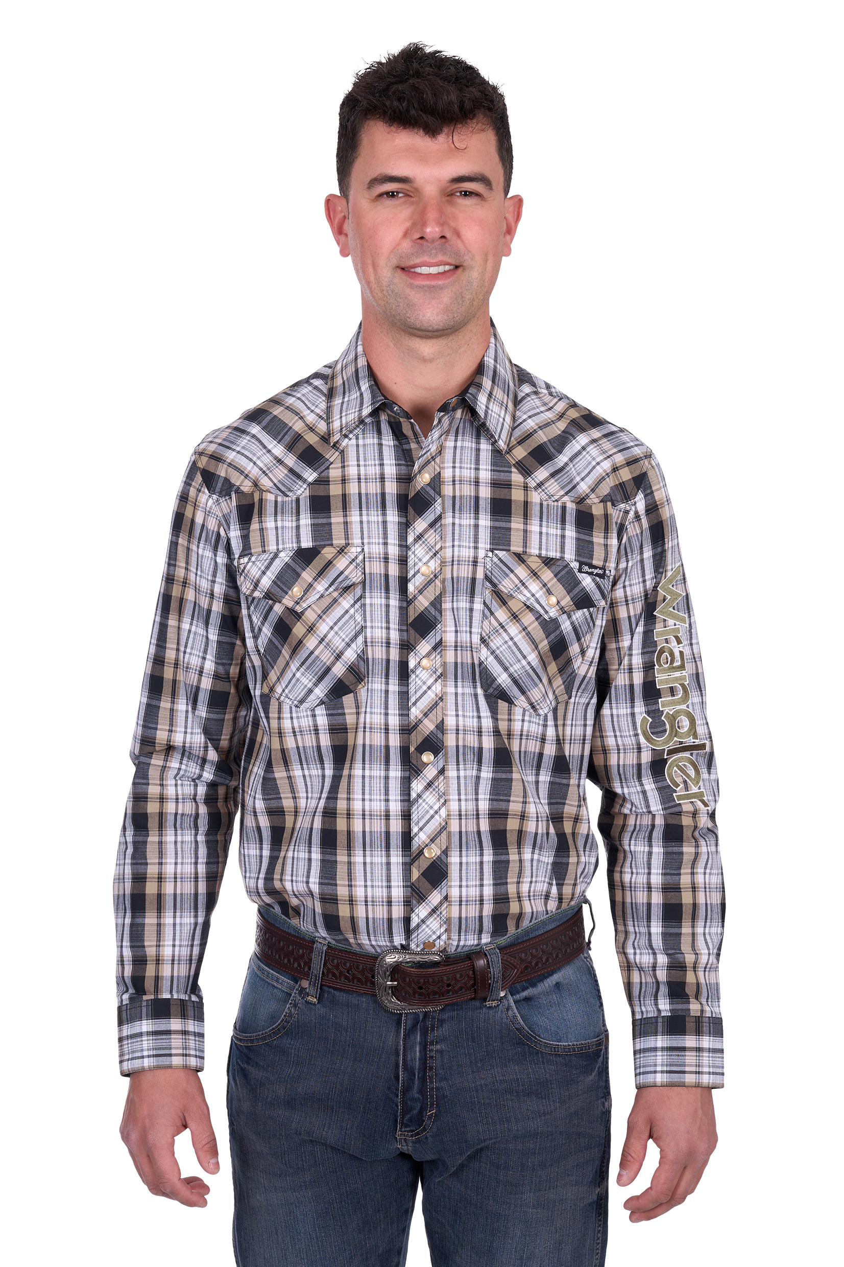 Men’s Joel Check Logo Western Long Sleeve Shirt