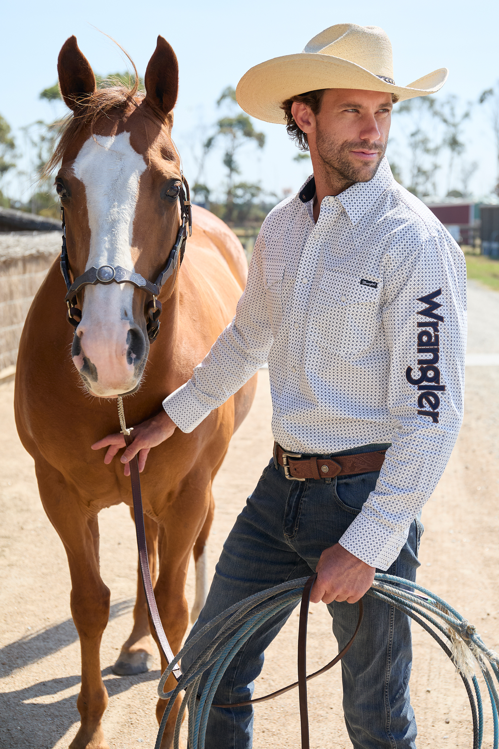 Men’s Brent Print Logo Western Long Sleeve Shirt