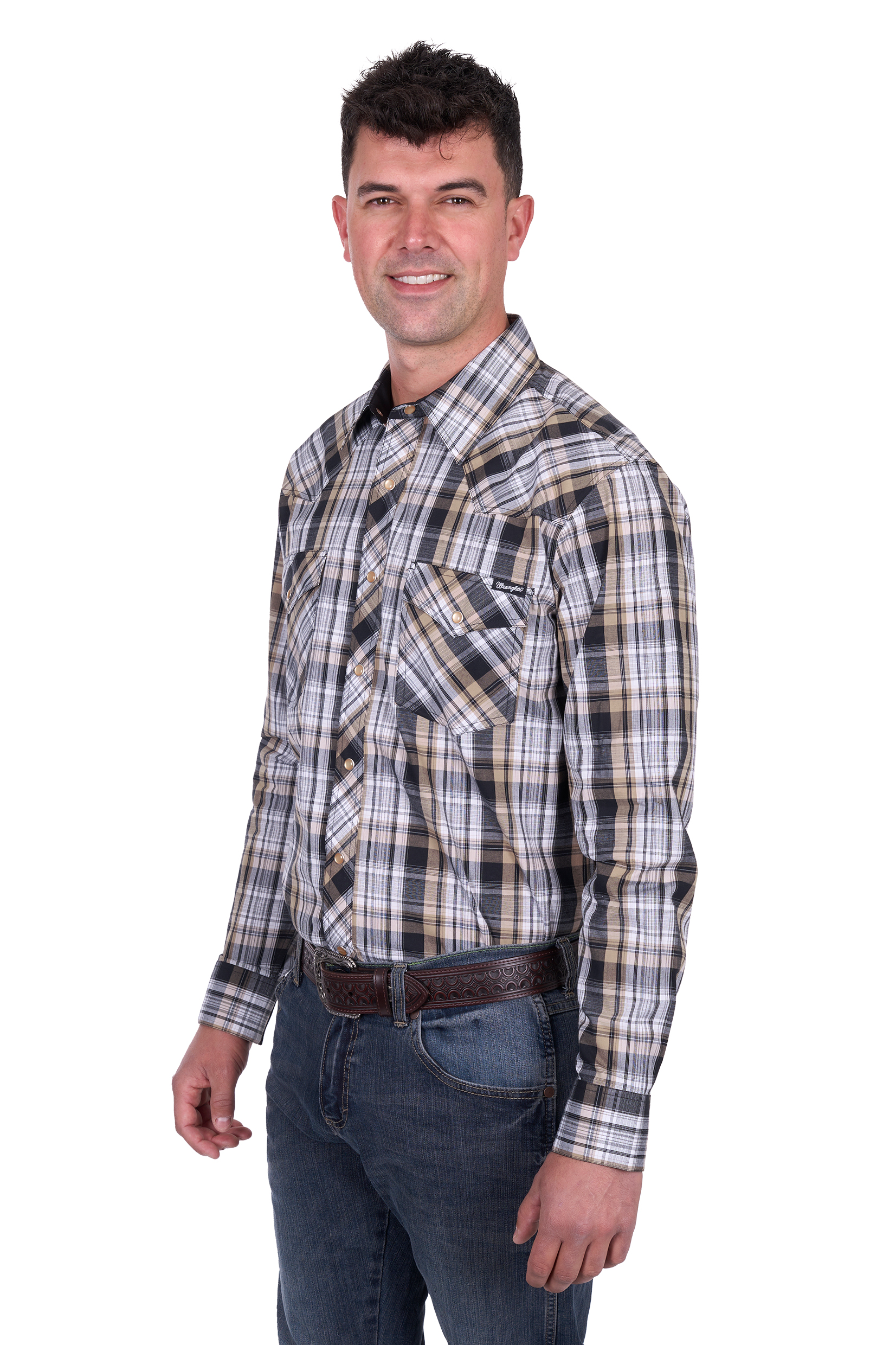 Men’s Joel Check Logo Western Long Sleeve Shirt