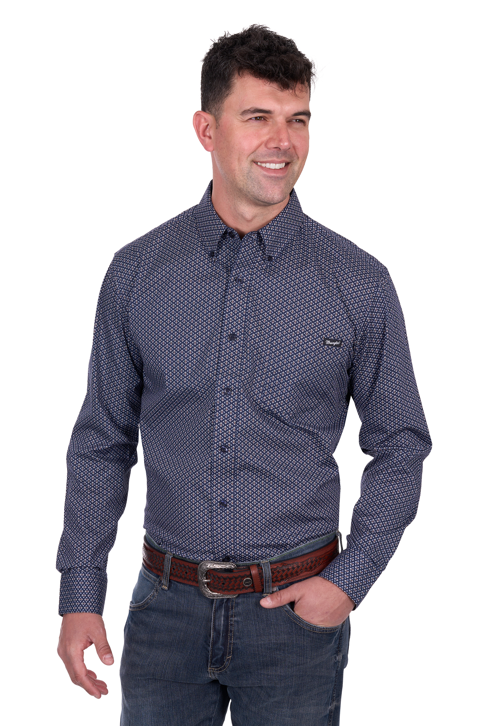 Men’s Carl Print Button Down Long Sleeve Shirt