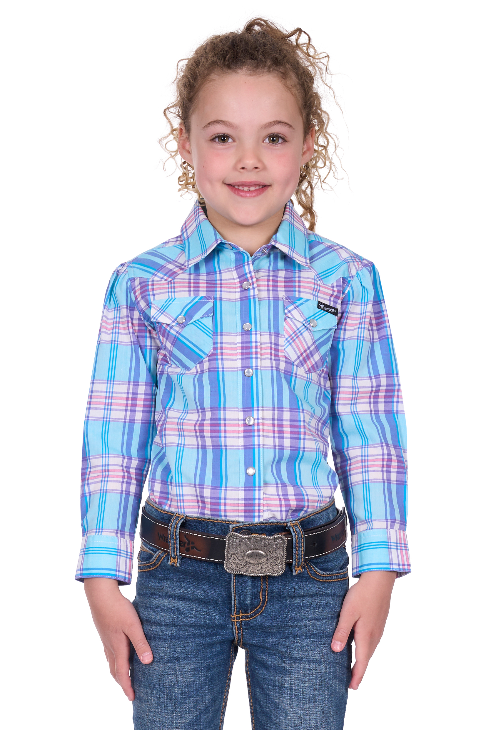 Girl’s Emily Check Western Long Sleeve Shirt (Non Logo)