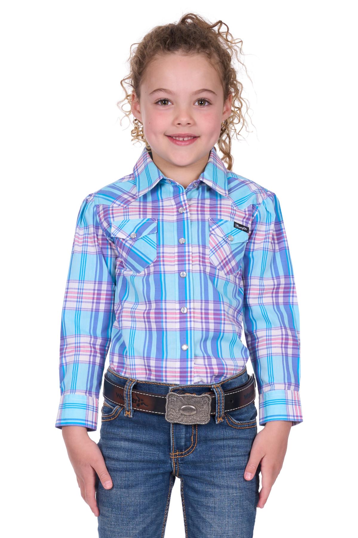 Girl’s Emily Check Western Long Sleeve Shirt (Non Logo)