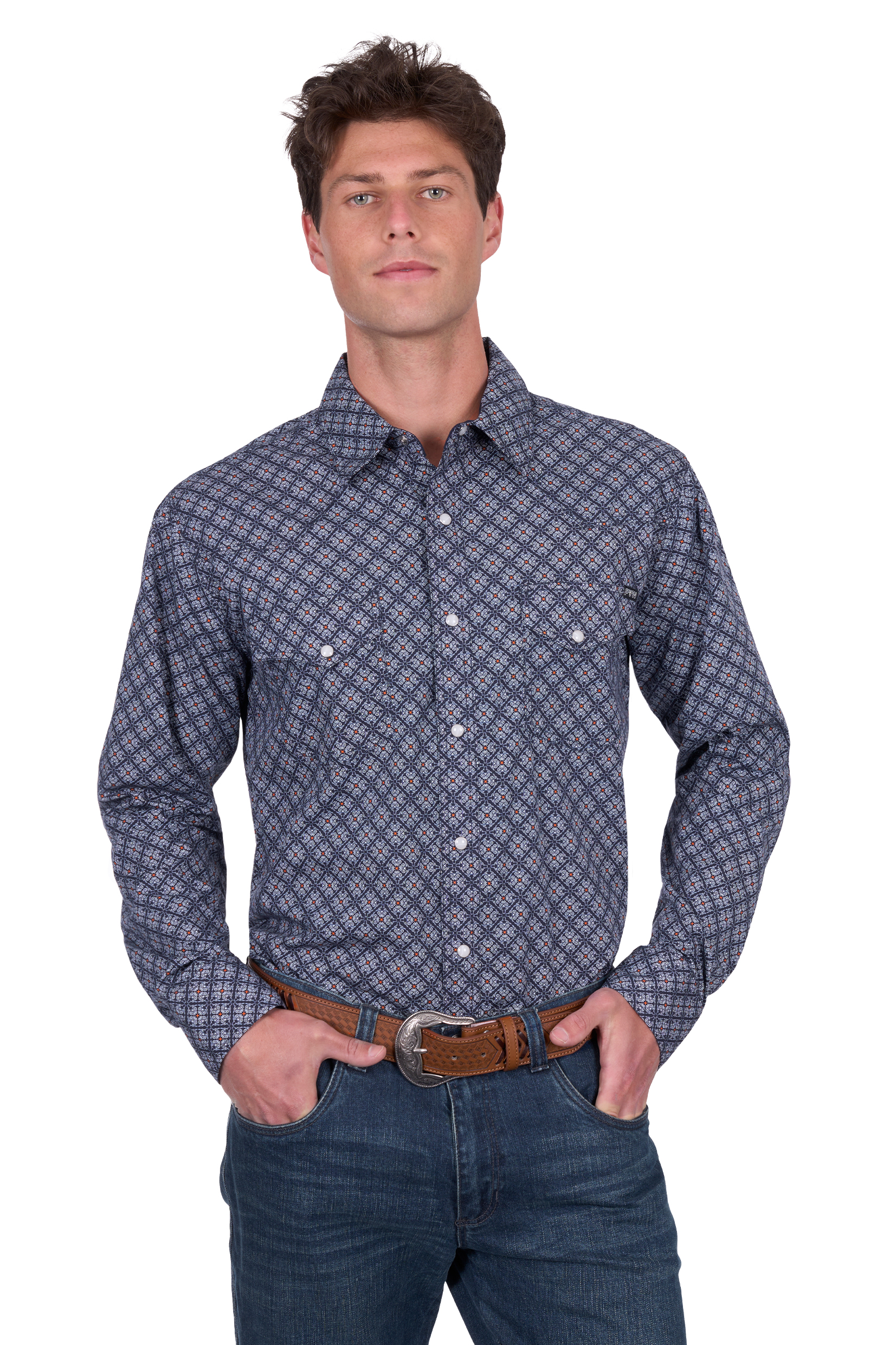 Men’s Douglas Print Western Long Sleeve Shirt