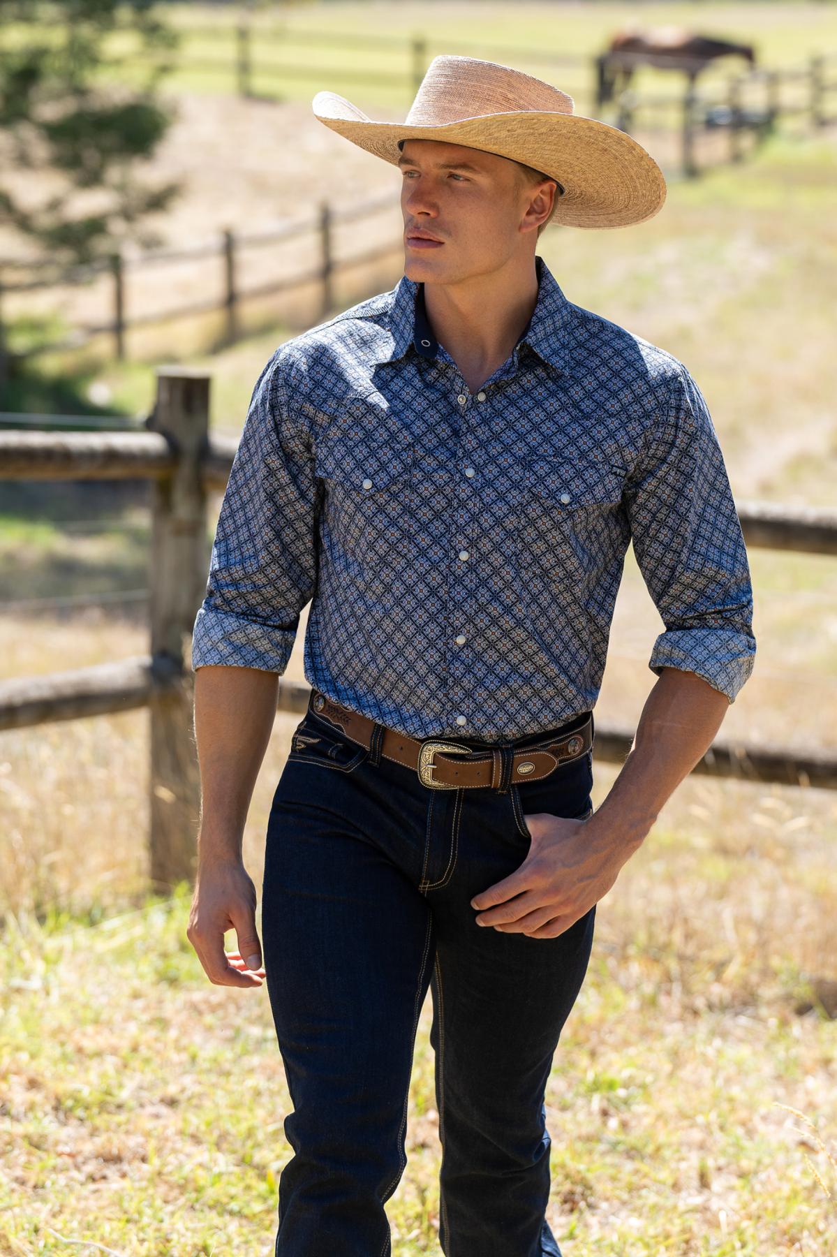 Men’s Douglas Print Western Long Sleeve Shirt