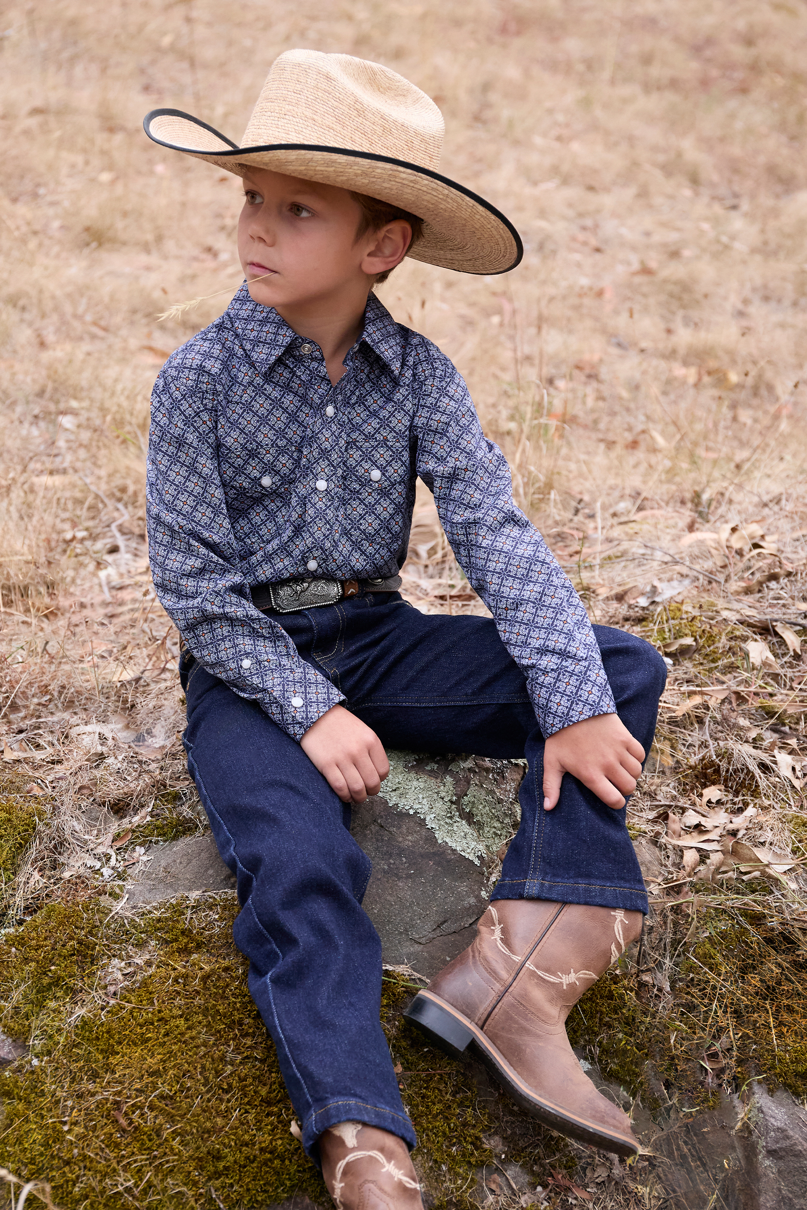 Boy’s Douglas Print Western Long Sleeve Shirt