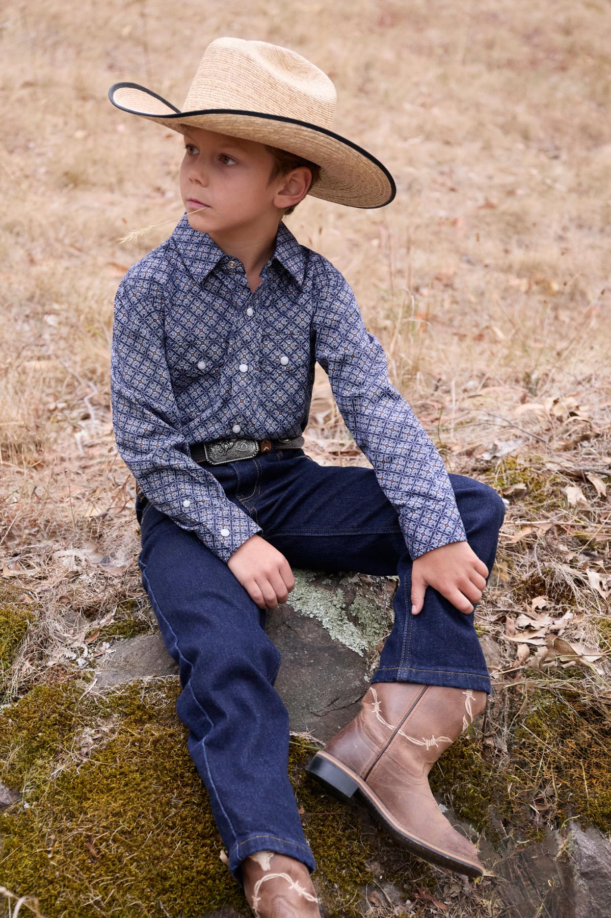 Boy’s Douglas Print Western Long Sleeve Shirt