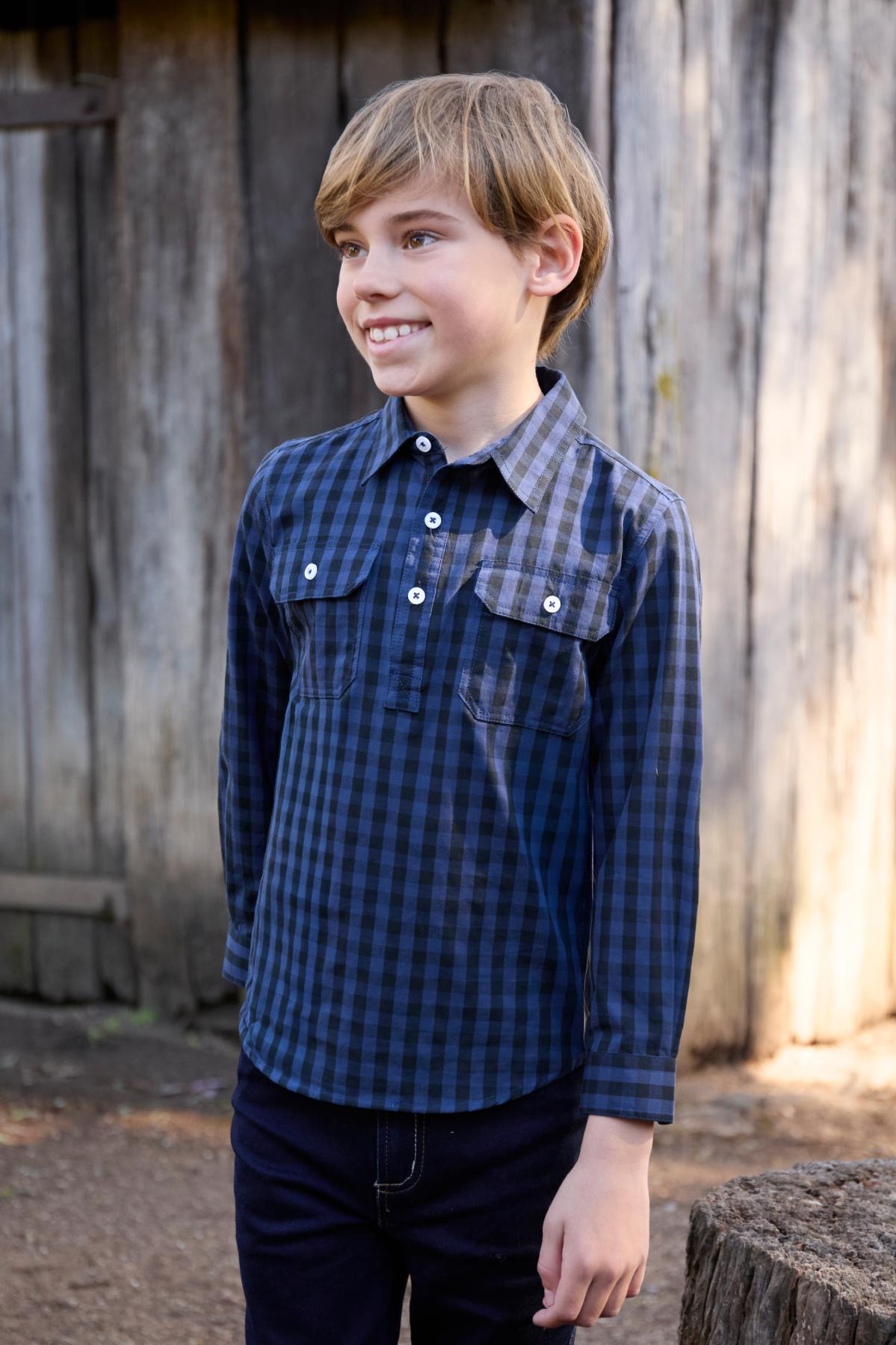 Kid’s Nash Half Placket Long Sleeve Shirt