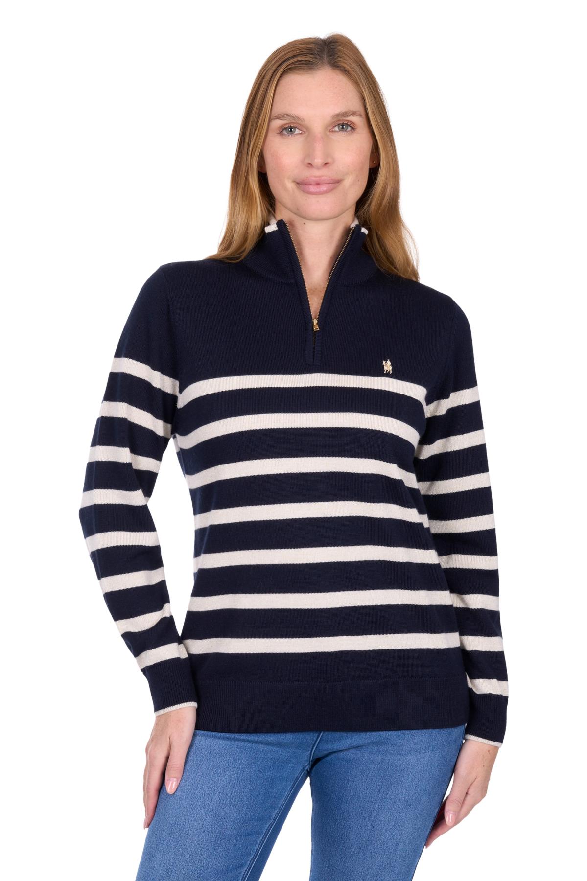 Women's Jeanette 1/4 Zip Stripe Knit Jumper