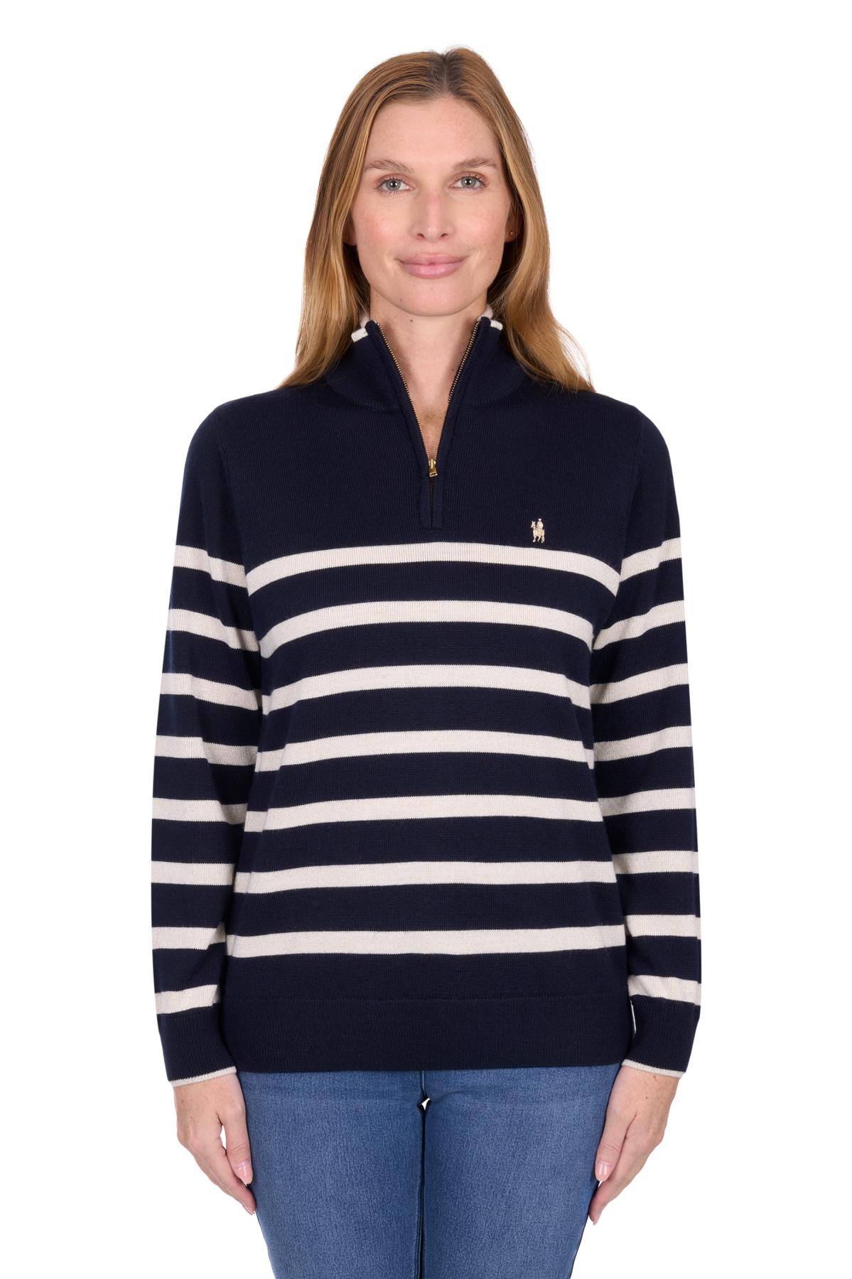 Women's Jeanette 1/4 Zip Stripe Knit Jumper