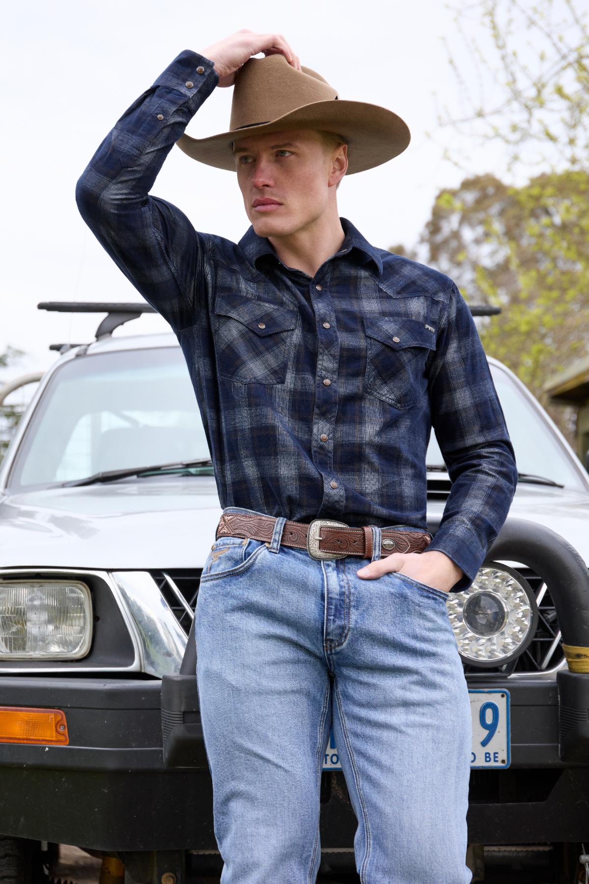 Men’s Harley Check Cord Western Long Sleeve Shirt