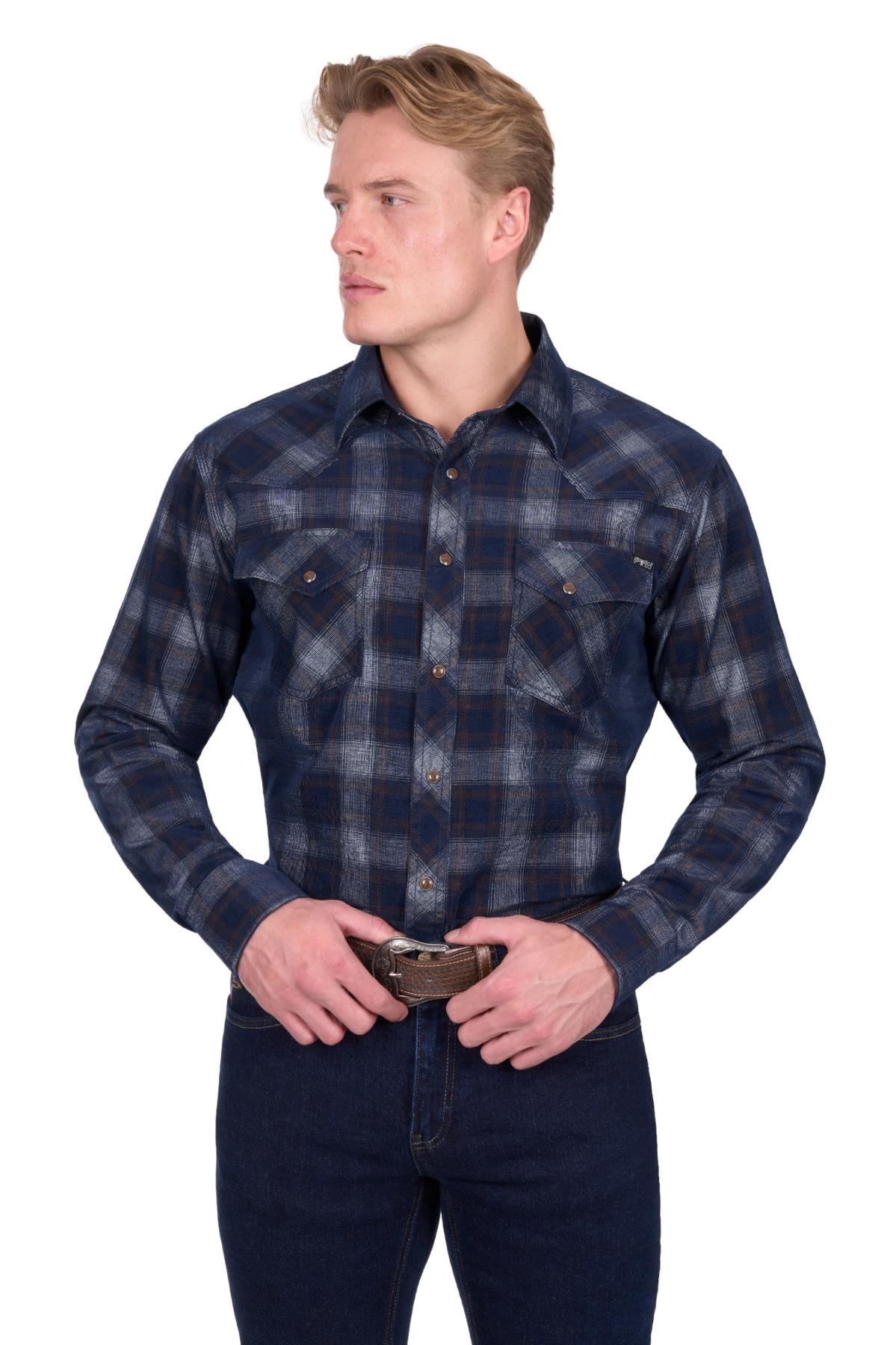 Men’s Harley Check Cord Western Long Sleeve Shirt
